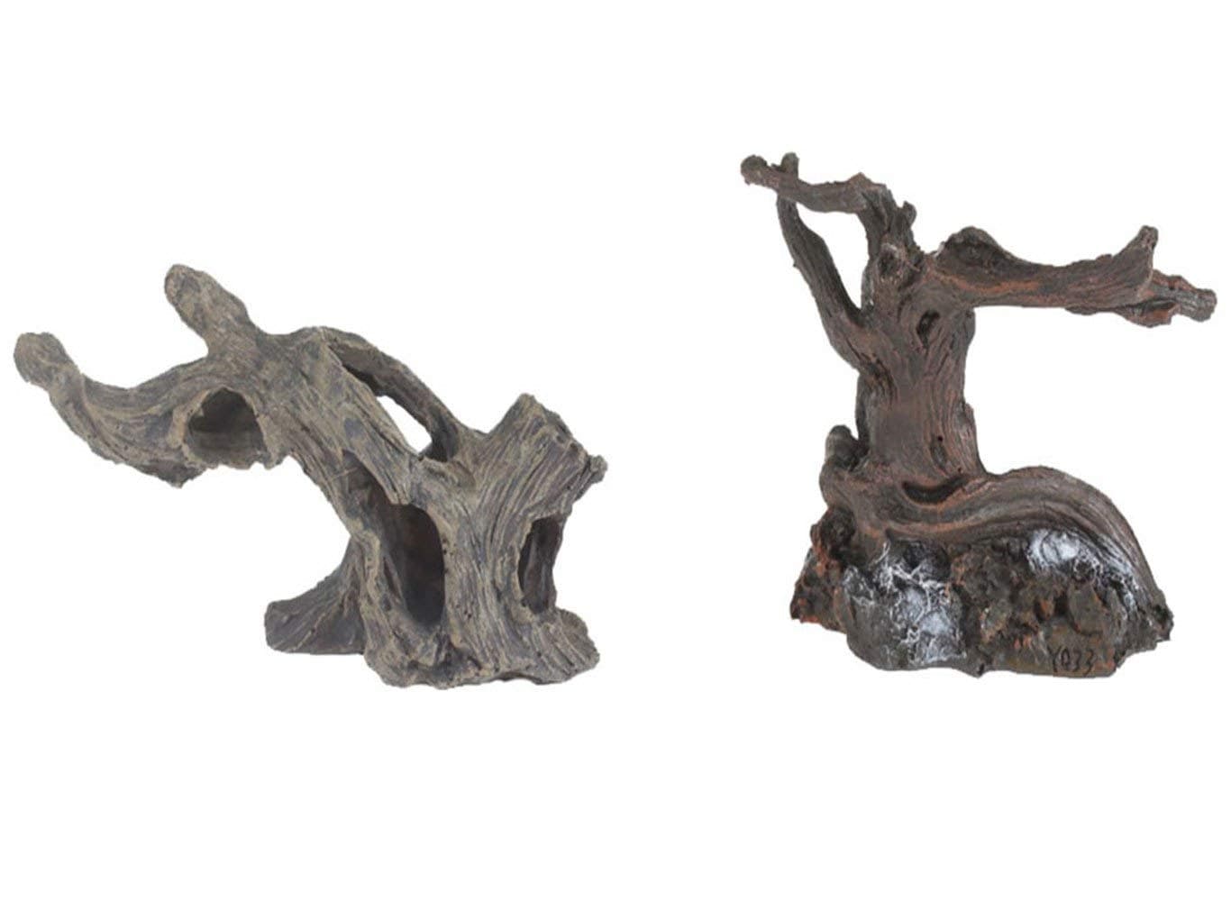 emours Aquarium Fake Resin Spider Driftwood Branches for Geckos Reptiles Fish Tank Aquascape Decor, Small, 2 Pack