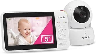 VM924 No WiFi Remote Pan-Tilt-Zoom Video Baby Monitor - 5" LCD Screen, Up to 17Hrs Video/31Hrs Audio Battery, 1000ft Range, Night Vision, Soothing Sounds, Temperature Sensor