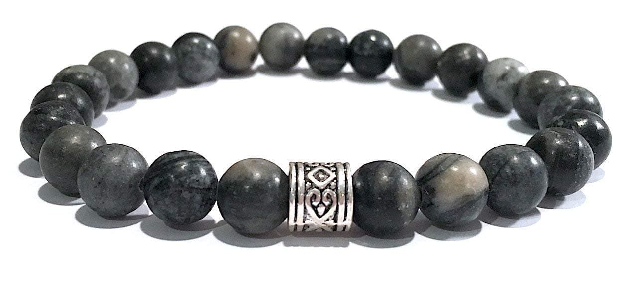 Handmade Black Network Agate Stone Healing Bracelet 8 inches