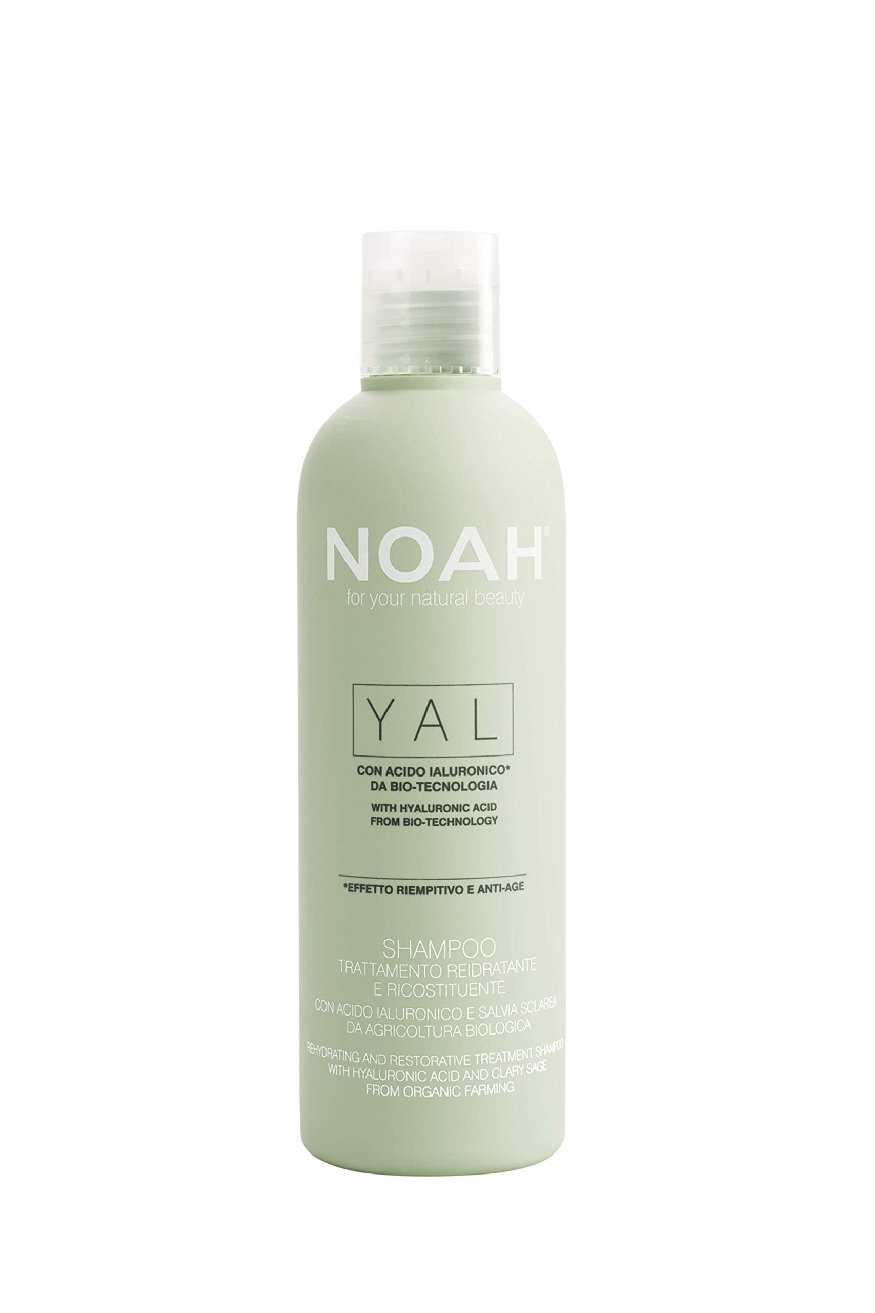 Noah Yal Hydrating Shampoo with Hyaluronic Acid & Clary Sage - Organic, Sulfate-Free, Vegan, Volumizing & Anti-Frizz, 8.5 fl.oz