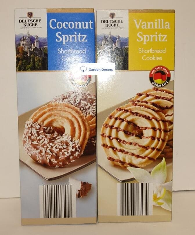 Deutsche Kuche Shortbread Cookies Coconut & Vanilla Spritz 10.6oz 300g (Two Boxes)