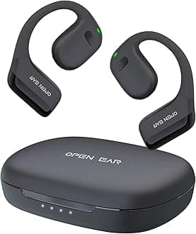 Uplayteck Open-Ear True Wireless Headphones - Bluetooth 5.3 Air Conduction Earbuds with Earhooks & Dual Mic, Headsets Compatible with iPhone & Android, IPX5 Waterproof Earphones for Sports, Black