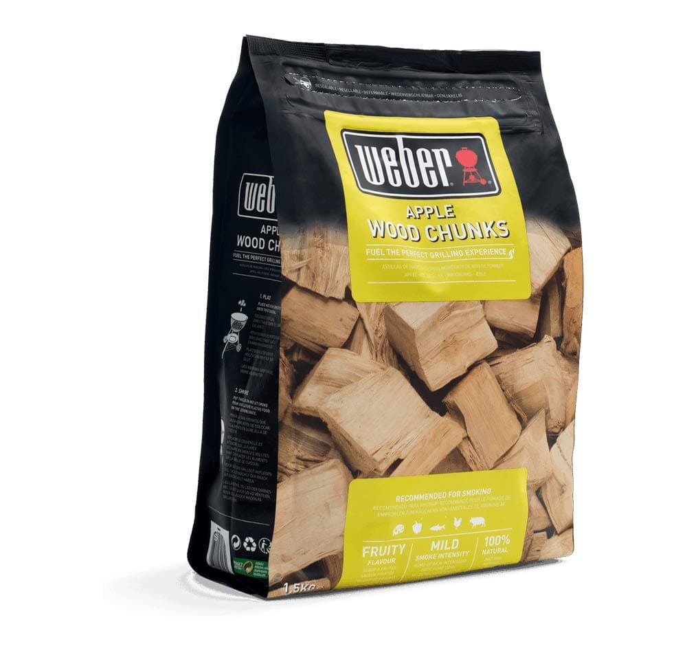 Weber Apple Wood Chunks, Brown, 0.35x0.22x0.12