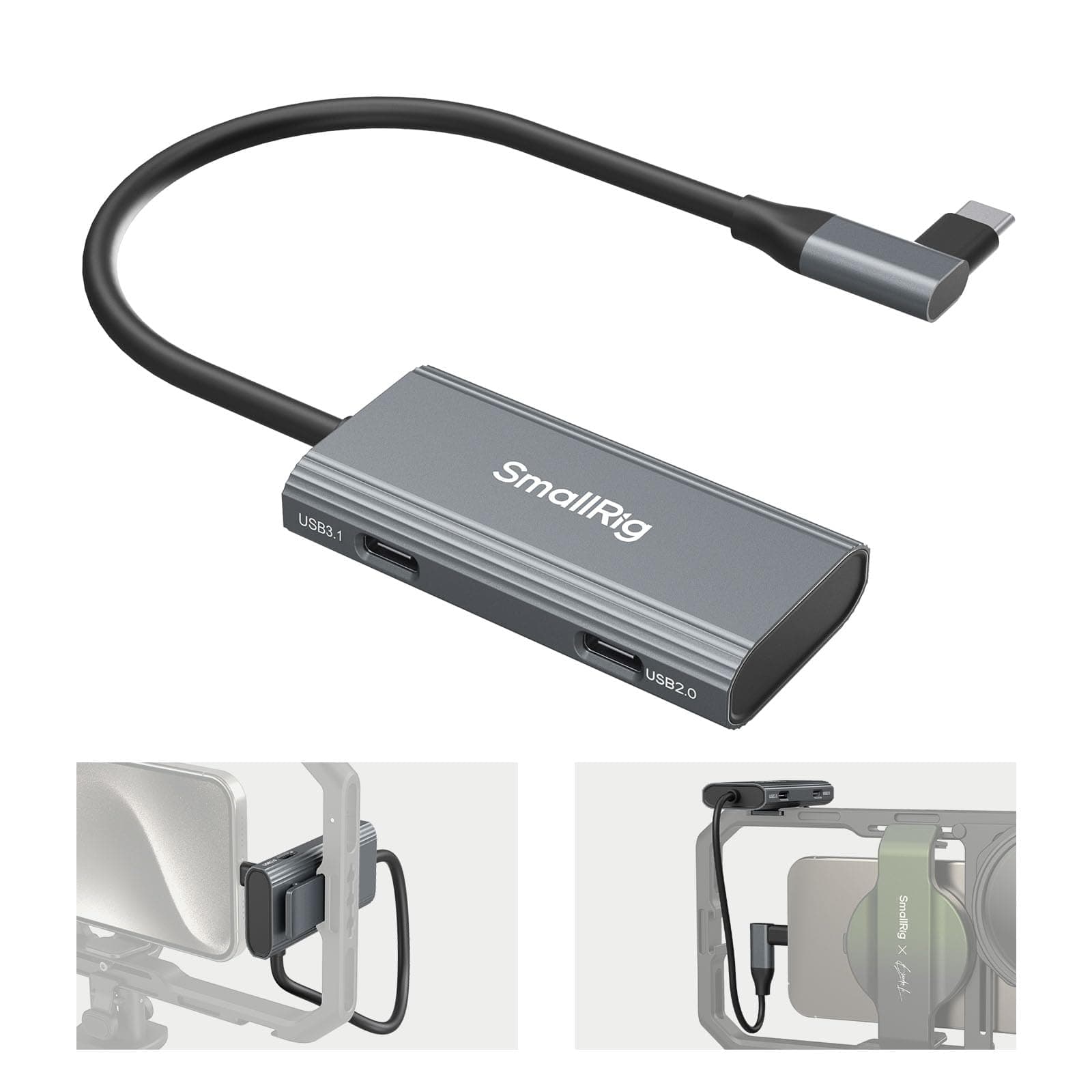 SMALLRIG 4-in-1 USB-C Hub With Cold Shoe Mount, Multiport Hub With PD 100W / USB-C 3.1 / 2.0 and Audio Adapters, for Mobile Shooting of ProRes Videos at 4K 60fps - 4598