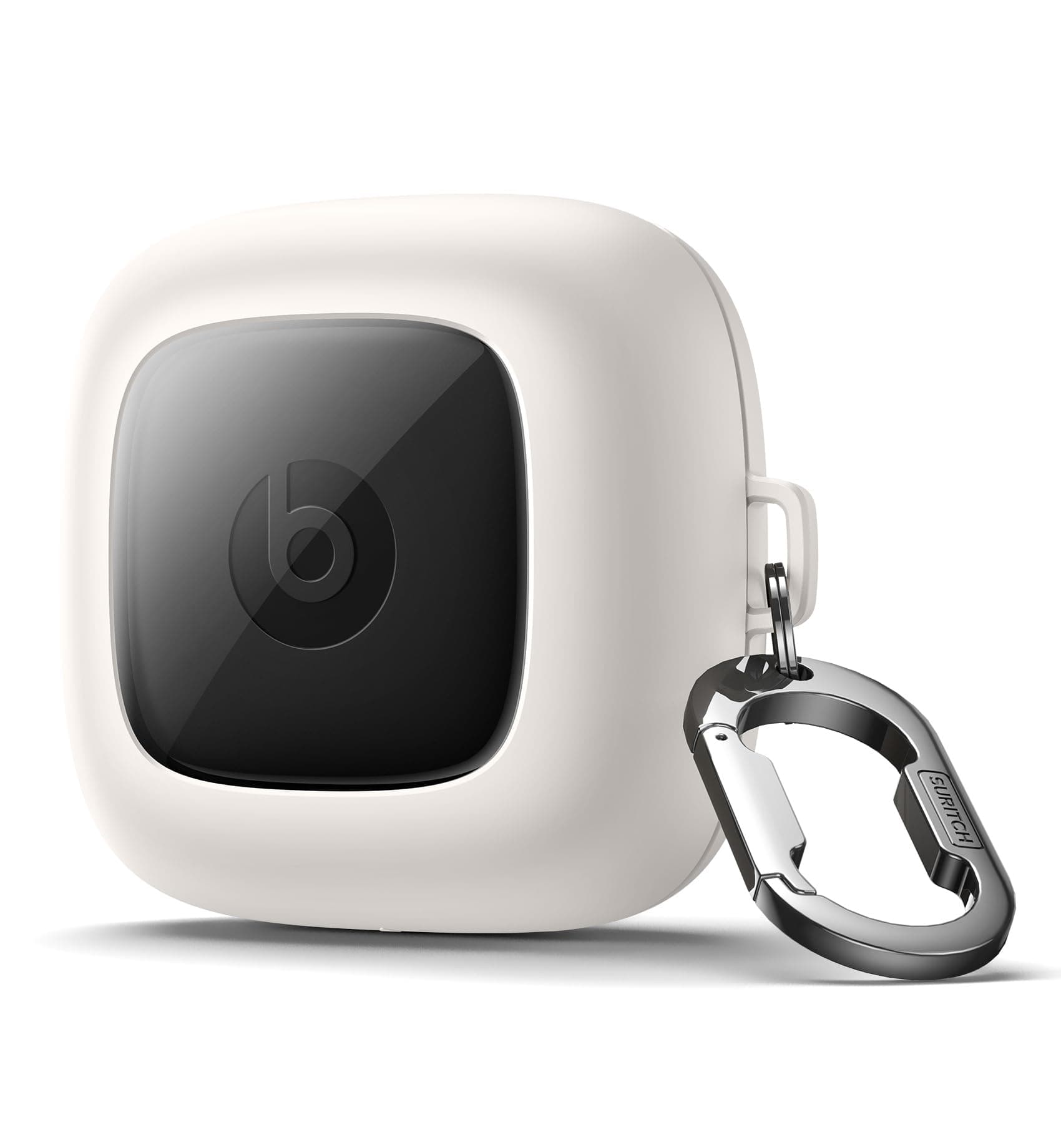 SURITCH for Powerbeats Pro Case Cover, Shockproof Magnetic Cases for Beats Powerbeats Pro Wireless Earbuds, Protective Cover with Magnetic Lid Lock & Carabiner, Full-Body Drop Protection, White