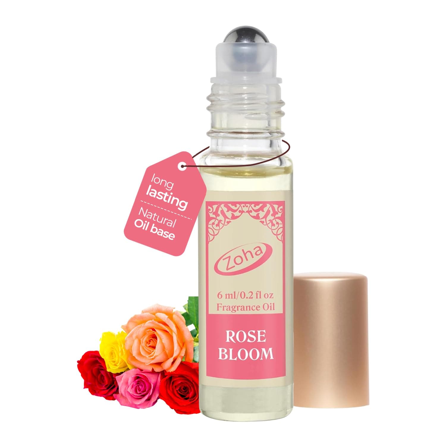 Zoha, Rose Bloom Perfume for Women and Men, Alcohol-Free Hypoallergenic Vegan Fragrance Oil Roll-On