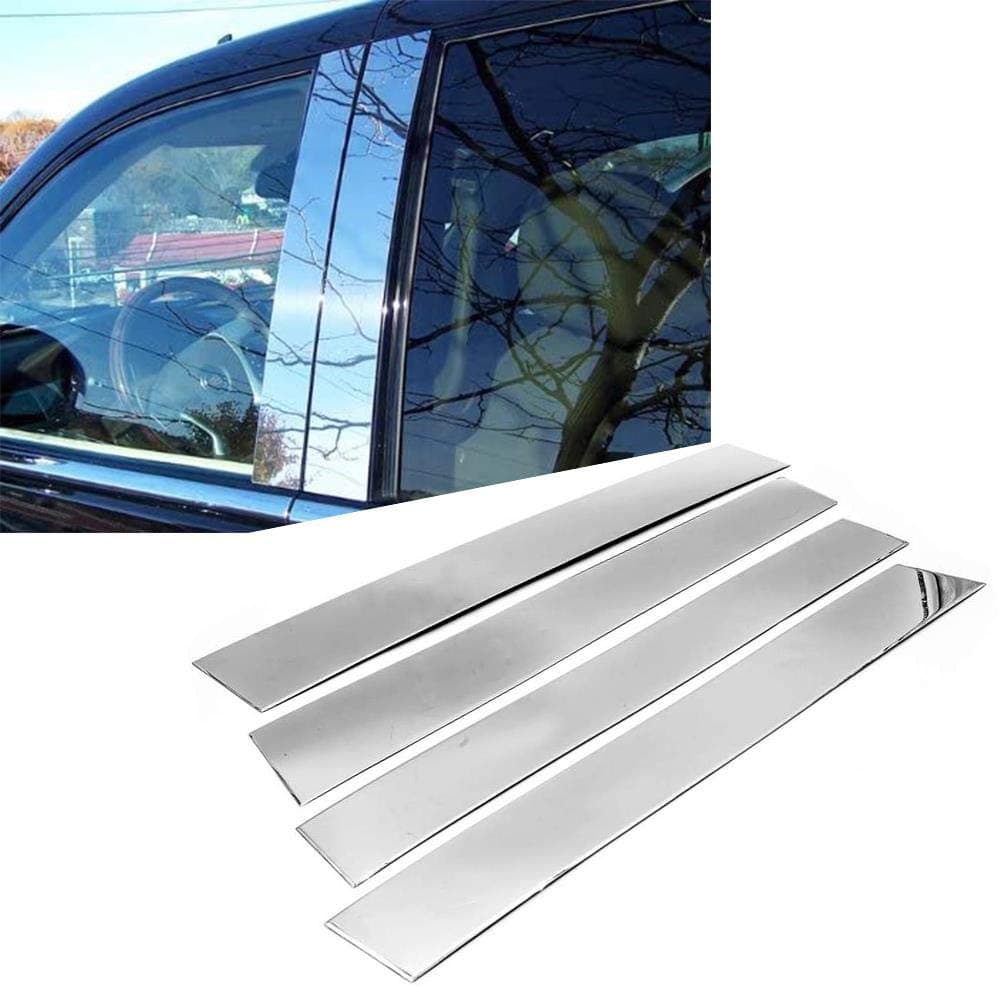 Polished Stainless Steel Center Door Pillar Post Trim Set Designed for 2007-2014 Cadillac Escalade