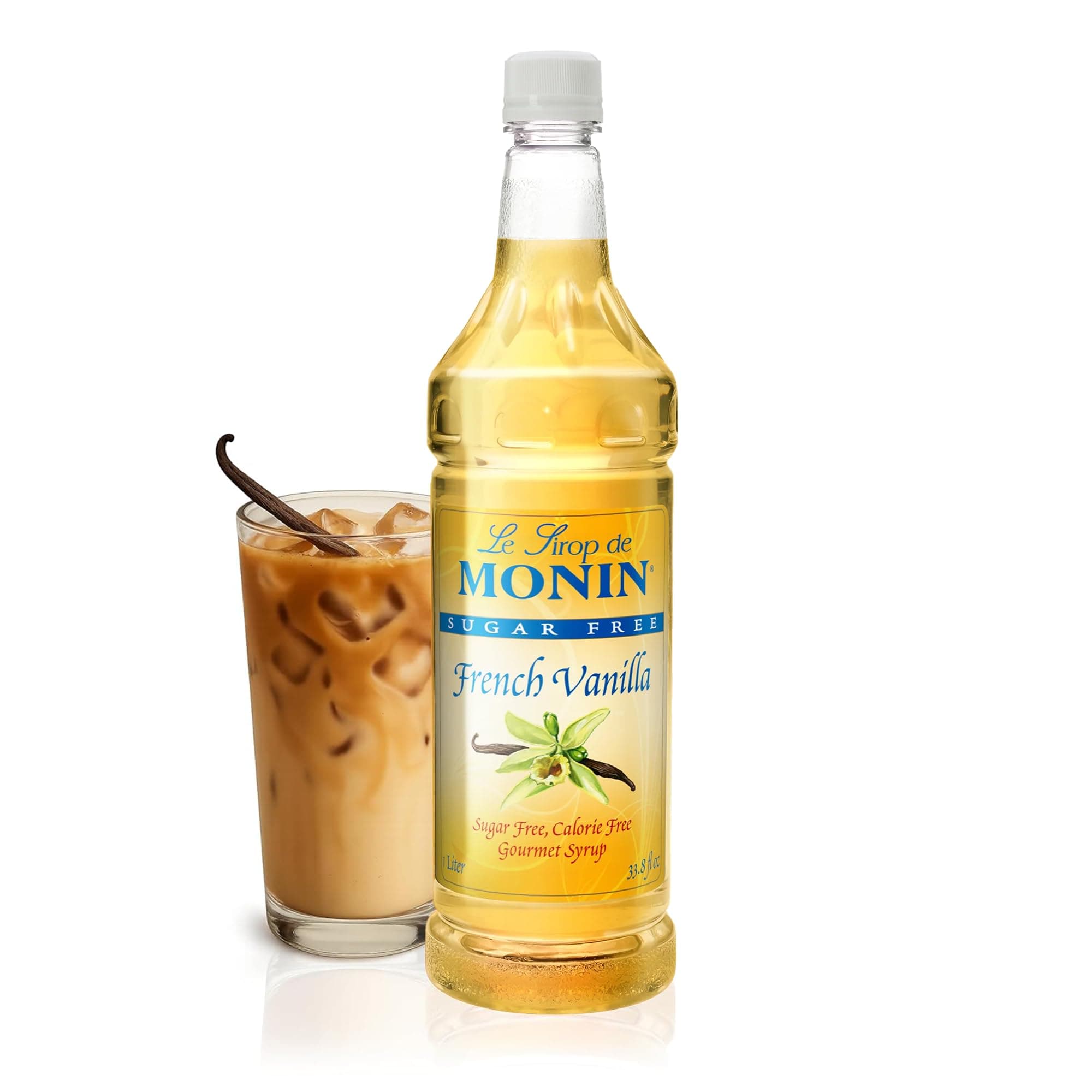 Sugar Free French Vanilla Syrup, Bold Vanilla Bean Flavor, Great for Coffee, Cocktails, & Lattes, Gluten-Free, Vegan, Non-GMO (1 Liter)