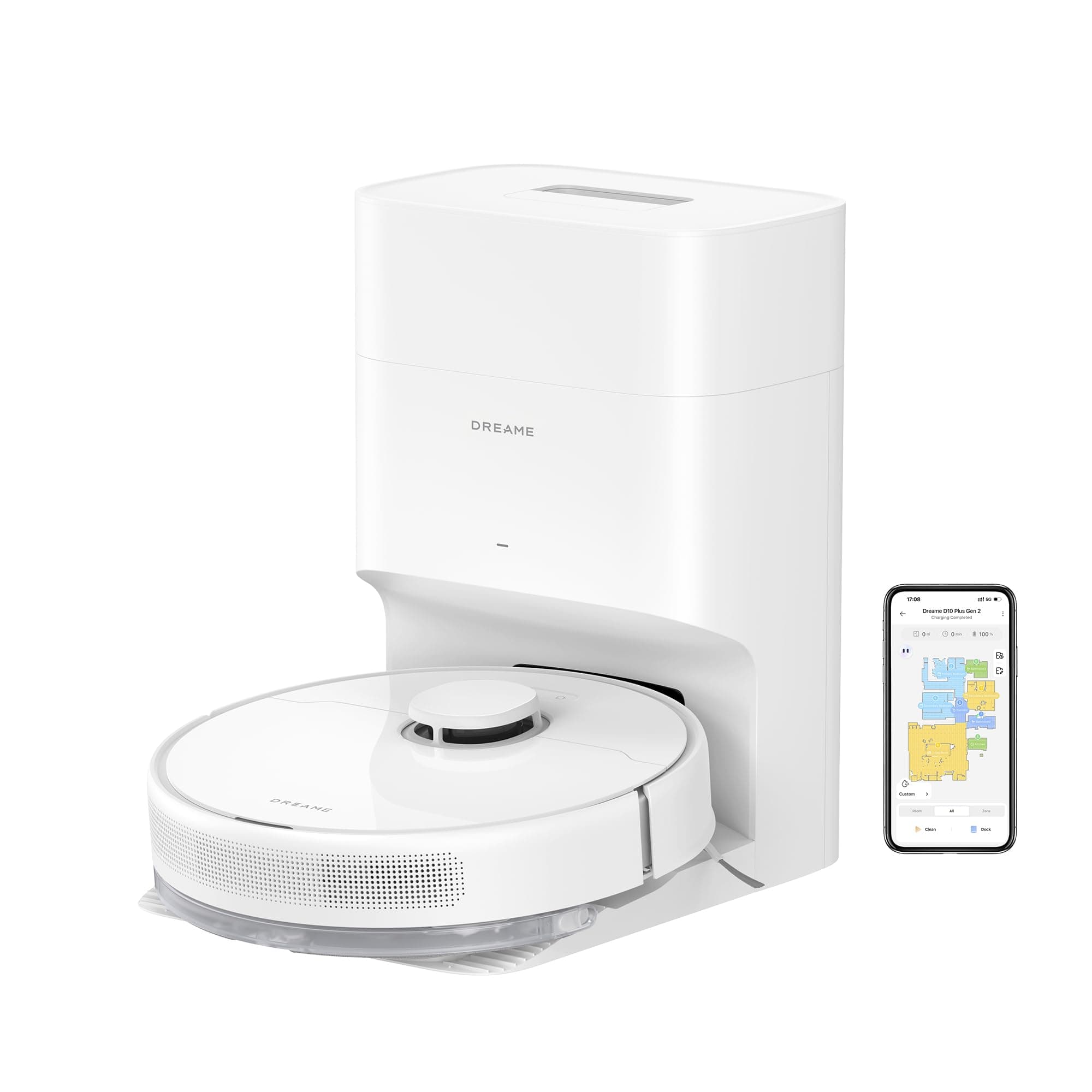 Dreame D10 Plus Robot Vacuum Cleaner & Mop with 2.5L Self Emptying Station, LiDAR Navigation-Obstacle Detection-Editable Map, 4000Pa, Hard Floor-Carpet, 170m Runtime, WiFi/APP/Alexa, 2 Years Warranty