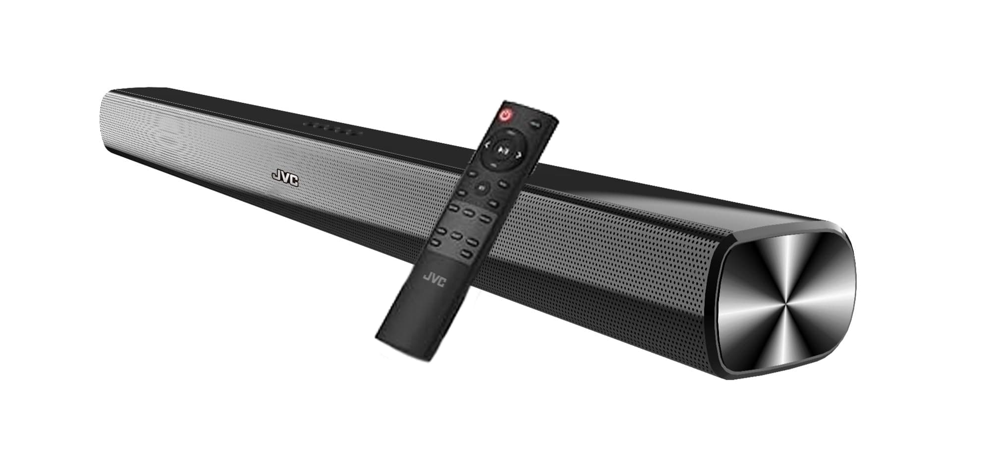 JVC Black Sound Bar: Bluetooth, FM Radio, USB, AUX, Optical, HDMI (ARC), 30W Output, Remote Control
