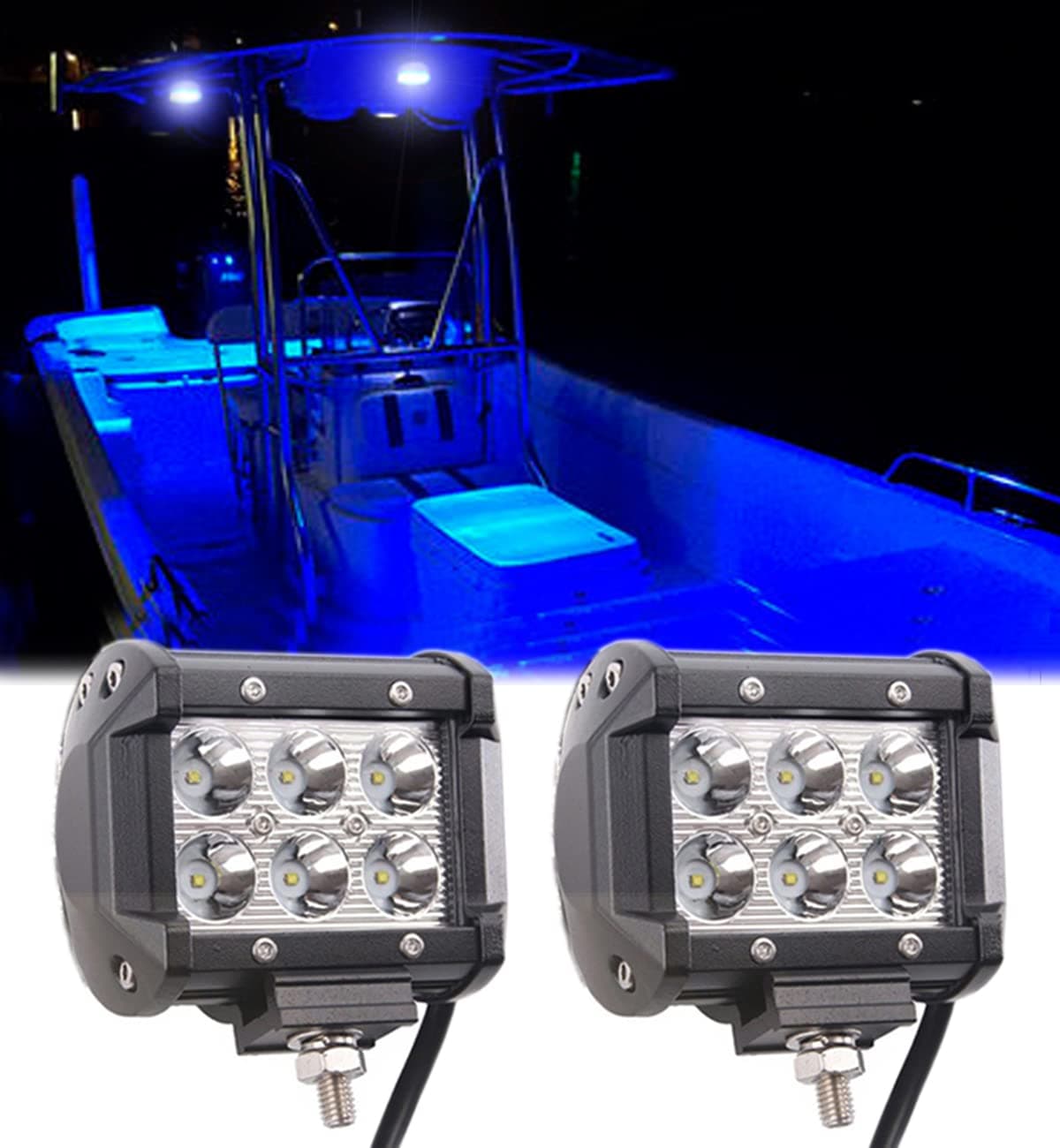 ShangyuanPontoon Boat Docking Light - Marine LED Spreader & Navigation Lights, Blue, 2pcs
