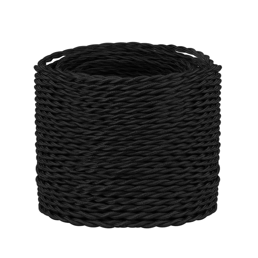 Helunsi 10M / 32.8FT Black Braided Flex Cable, Vintage Twisted Fabric Electrical Wire for DIY Lamps, Industrial Pendant Lights, Lighting Appliances