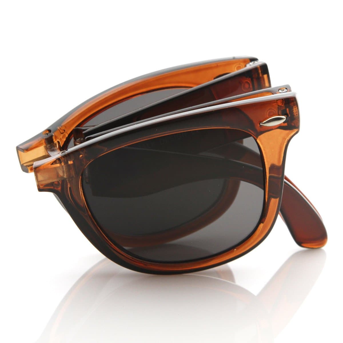 Limited Edition Tranluscent Folding Compact Pocket Horn Rimmed Sunglasses (Brown)