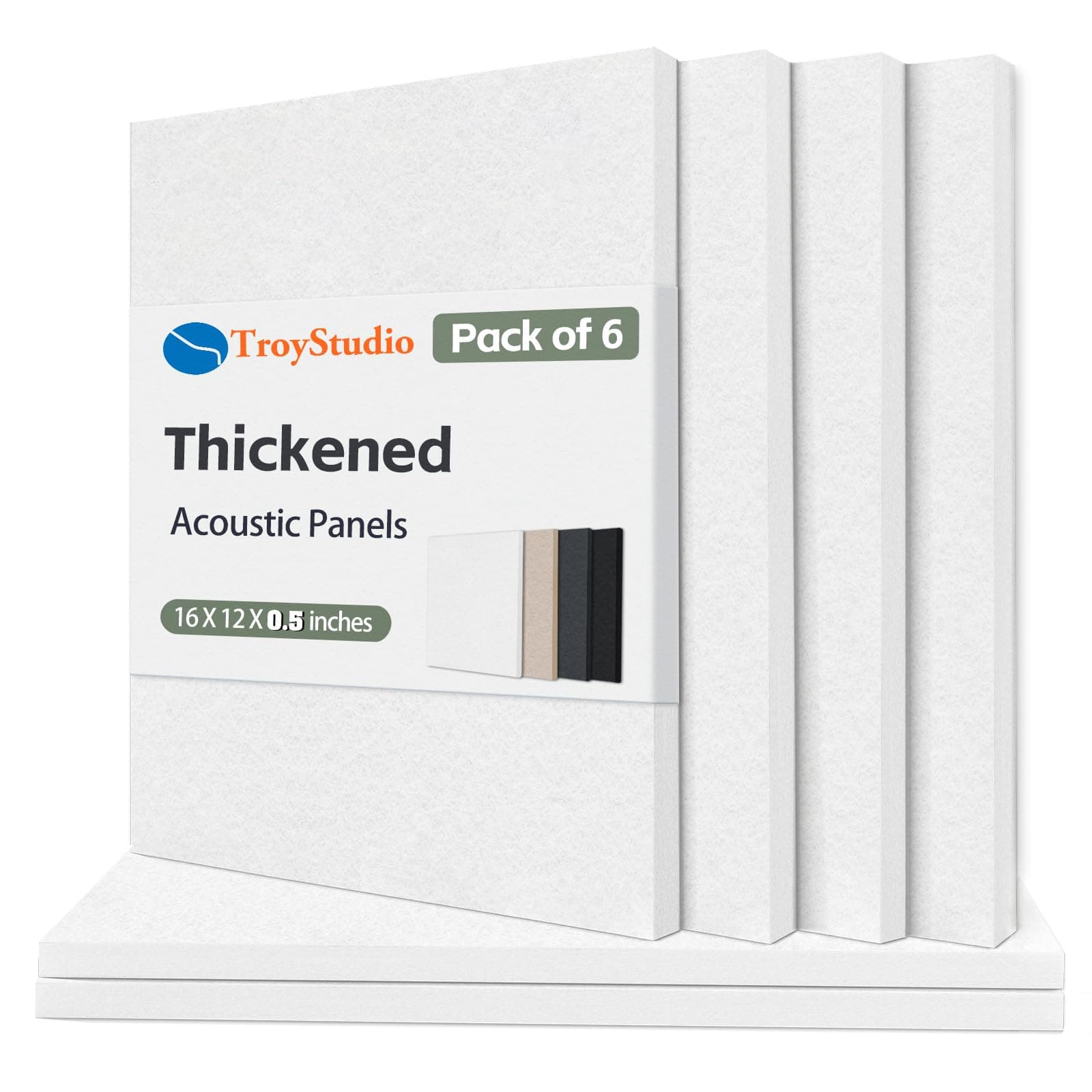 Thickened Acoustic Panels, 16 x 12 x 0.5 Inches Pack of 6 Felt Wall Decor Tiles Sound Absorbing Board, Noise Reverb Echo Dampening Soundproof Padding for Door Music Recording Home Studio