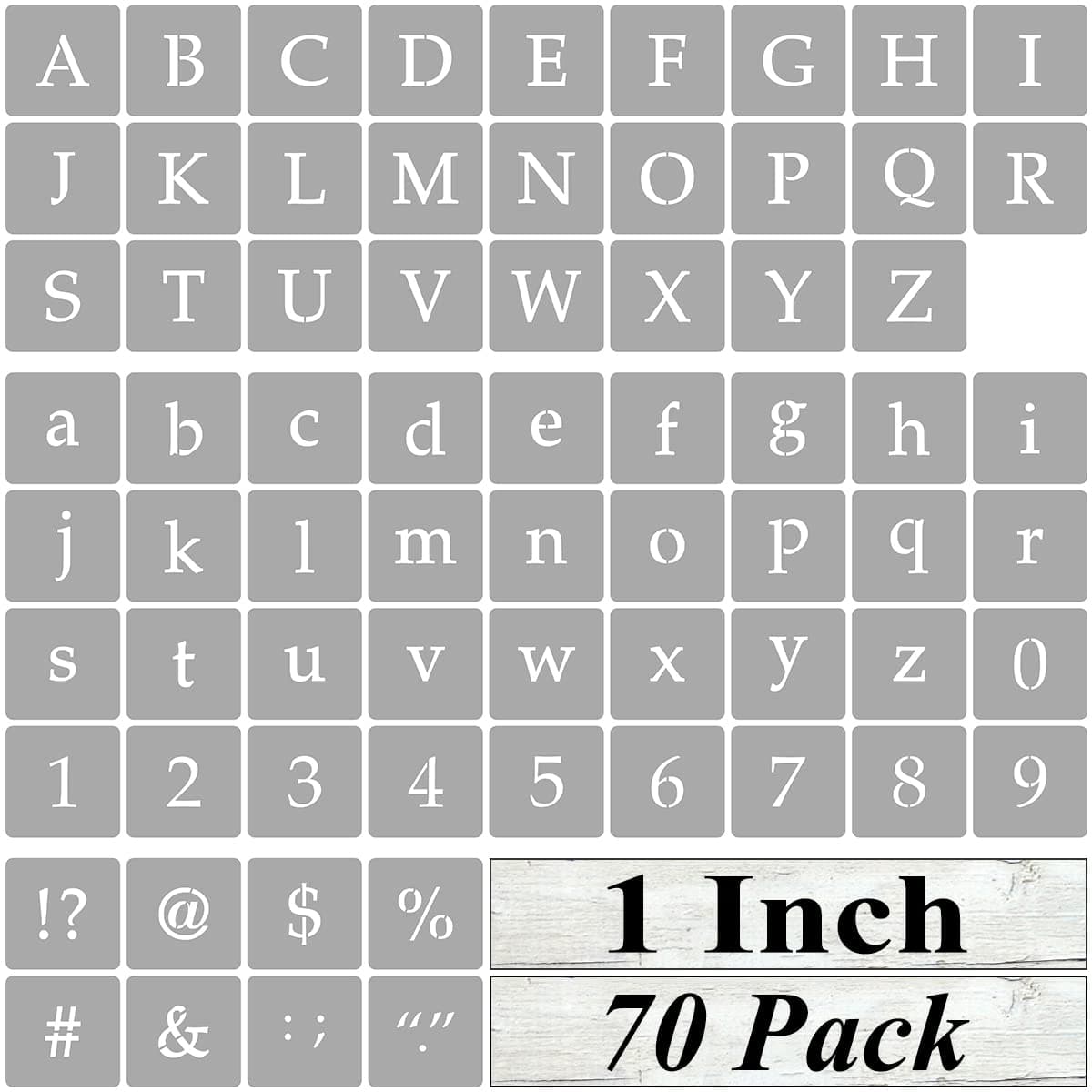 1 Inch Alphabet Stencils for Painting - 70 Pack Letter and Number Templates With Signs for Wood, Reusable Stencils for Chalkboard, Wood Signs & Wall Art