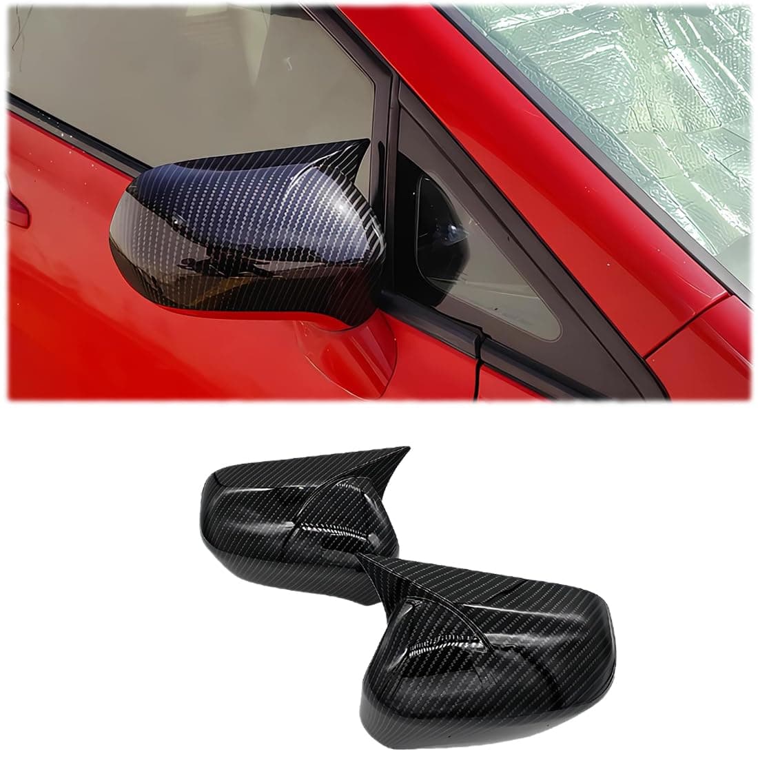 2Pcs New Rear View Mirror Outside Housing Wing Mirror Cover Cap for Honda Civic 2006-2011 - ABS Carbon Fiber Sport Interior Accessories （Mirror Cover Without Turn Signal）