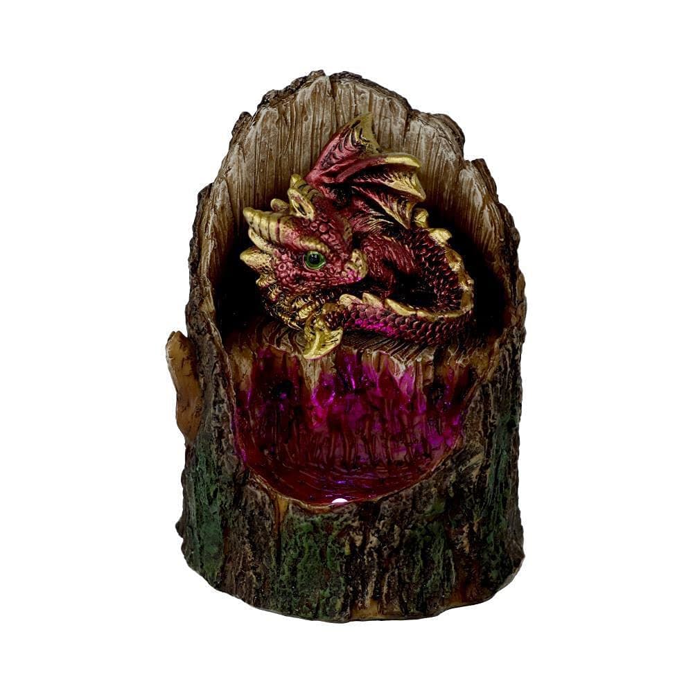 Nemesis Now Arboreal Hatchling Red Dragon in Tree Trunk Light Up Figurine, Green, 10.8cm, U5287S0