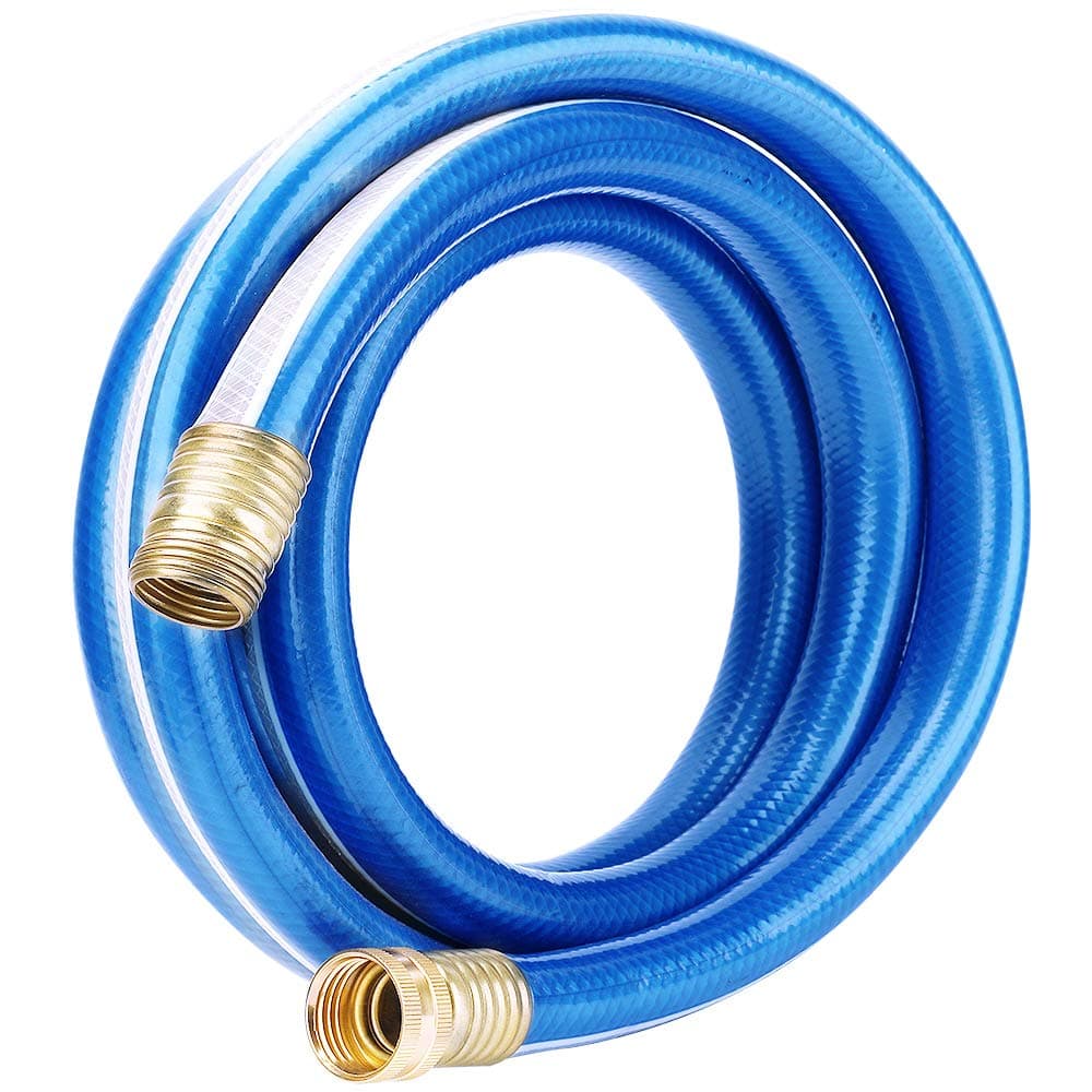 Solution4Patio Short Blue Garden Hose 5/8 in. x 4 ft. -Heavy Duty Durable Flexible Lightweight Water Pipe -Brass Aluminum Ends for Household & Yard Use -Kink Free, No Leaking, Male/Female Fittings