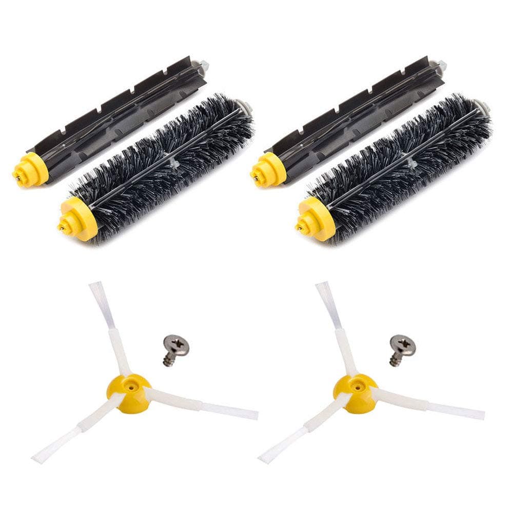 neutop Replacement Brush Compatible with iRobot Roomba 675 677 671 670 665 655 645 694 692 614 Robot Vacuums ONLY, with 2 Bristle and 2 Flexible Beater Rollers, 2 Edge Sweeping Brushes, 2 Screws.