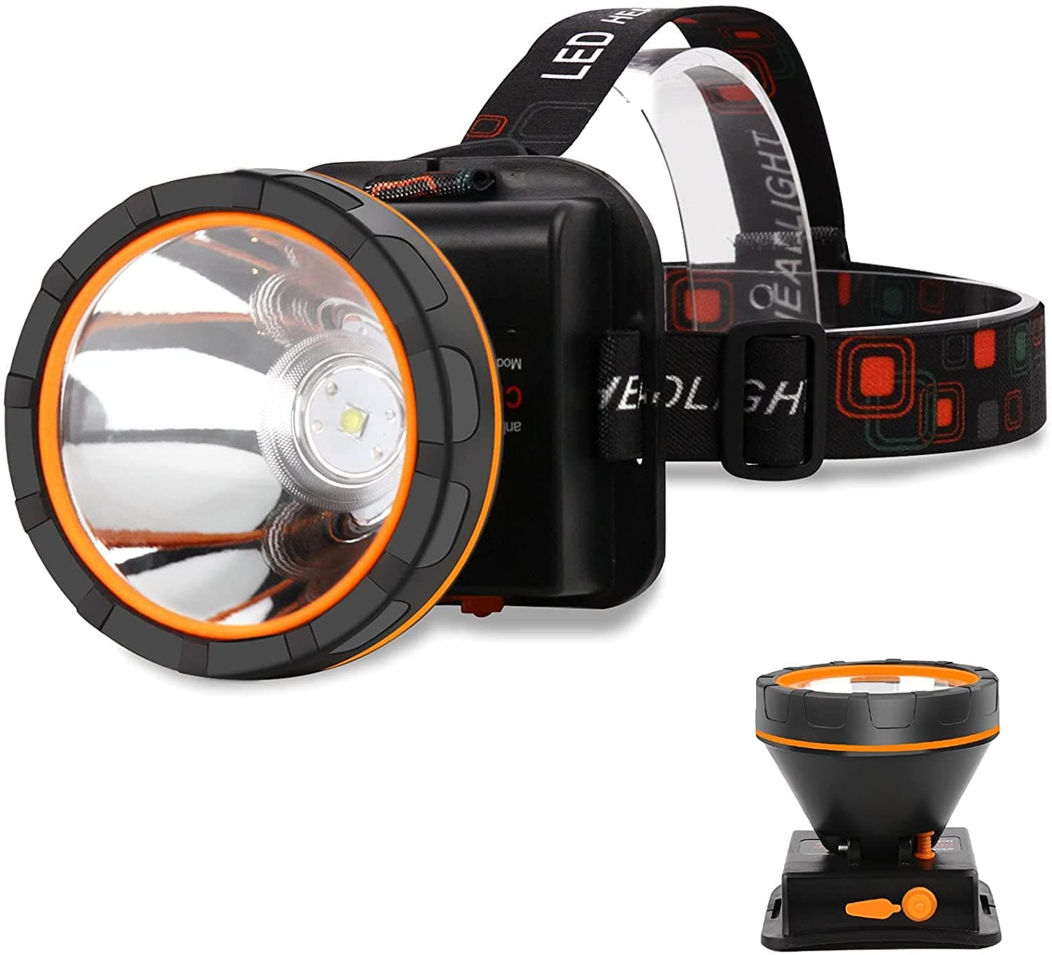 Headlamp Rechargeable, 90000 Lumen Super Bright Head Lamp Flashlight, Waterproof LED Headlight, 2 Modes Head Lights for Camping Fishing Climbing Cycling