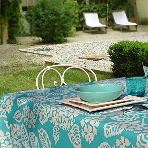 Fleur De Soleil – Coated Cloth Hydrangeas Turquoise coated finish rectangle 160x300 cm – Non Hemmed (Straight Cut) – Size – Material: Cotton