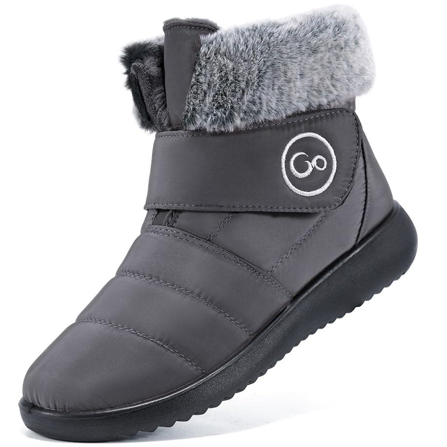 AomigoctWomen Snow Boots Winter Shoes with Fur Lined Warm Slip On Boots for Women Waterproof Booties Comfortable Outdoor Anti Slip Shoes