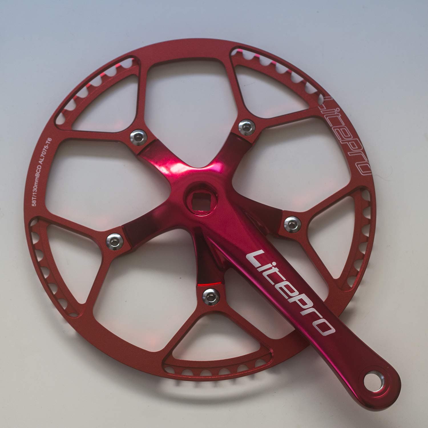 LITEPRO For BROMPTON 58T Crankset Full Set Lightweight Speed Upgrade in RED