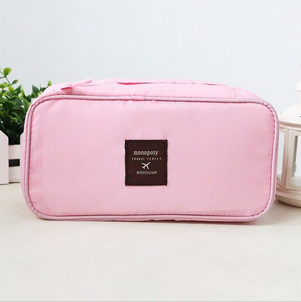 AMLife Portable Travel Organizer Drawer Closet Dividers Bra Underwear Storage Bag Lingerie Case Multi-function Organizer Bag (Light Pink)