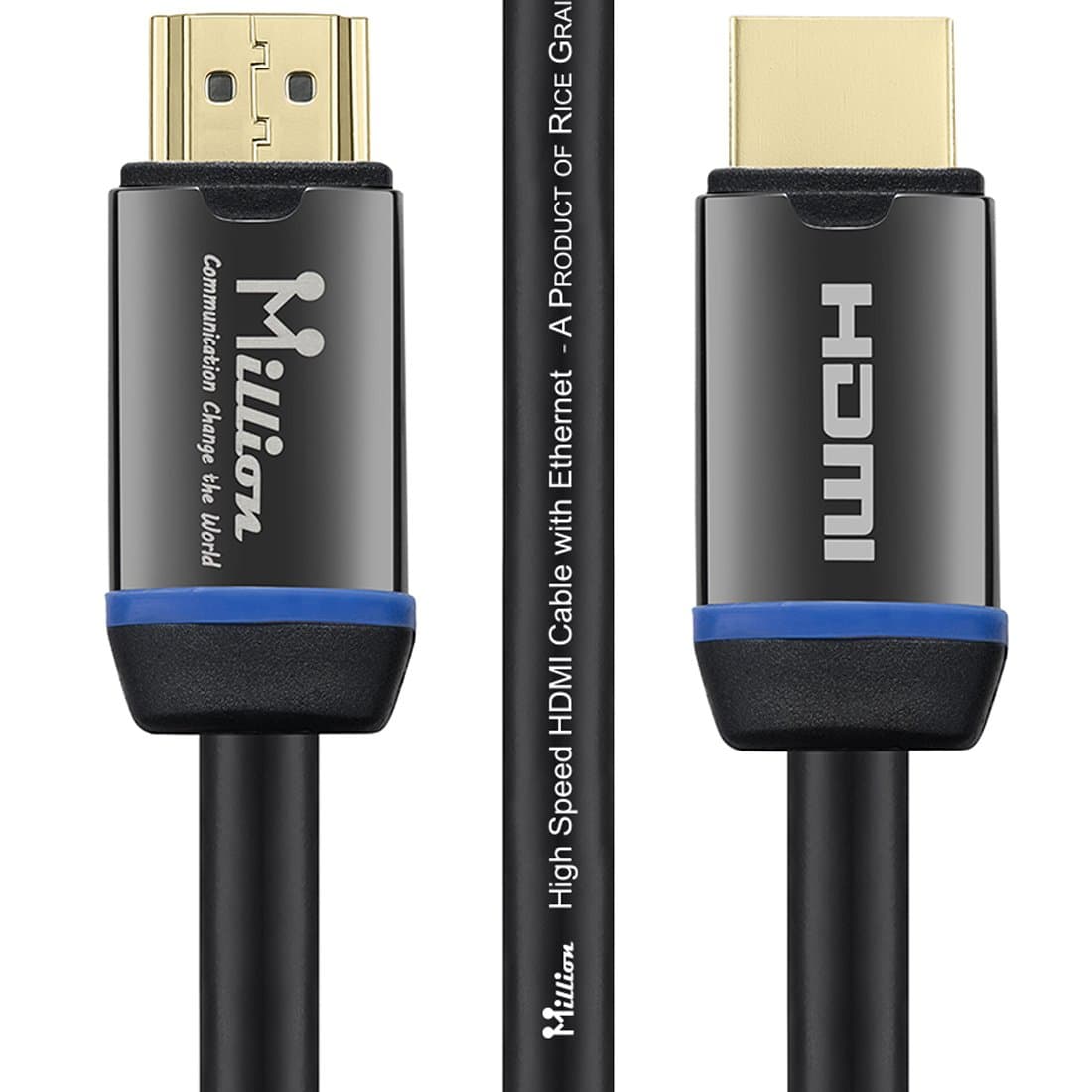 Million High Speed Ultra HDMI Cable 6 Feet (1.8m) with Ethernet- HDMI 2.0 Professional - 3D -4K- Full HD 1080p - Audio Return Channel (ARC) - B
