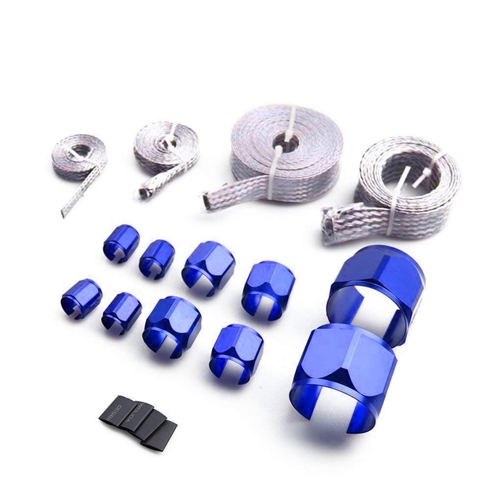 Bang4buck High Performance Blue Flex Braided Hose Clamp Sleeve Kit Stainless Steel Fuel Lines