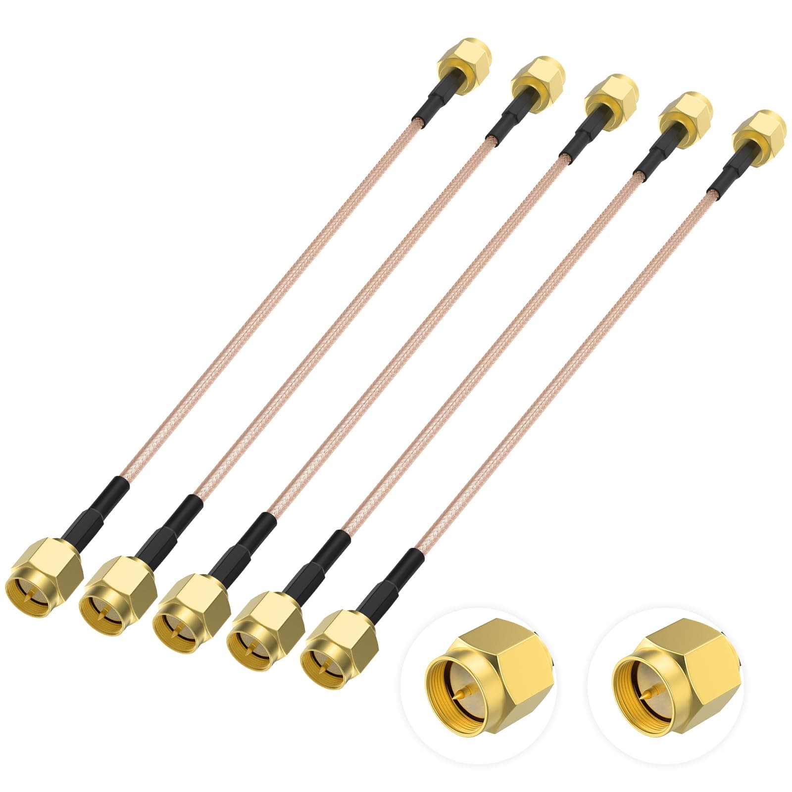 SDTC Tech 5pcs RF Coaxial Coax Cable Assembly SMA Male to SMA Male Antenna Extender Cable Adapter Jumper(6 inch/15cm)