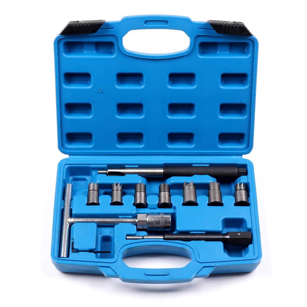 SCITOO 10pcs Seat Cutter Diesel Injector Set with Flat Reamer T-Handle Angled Reamer Hex Key