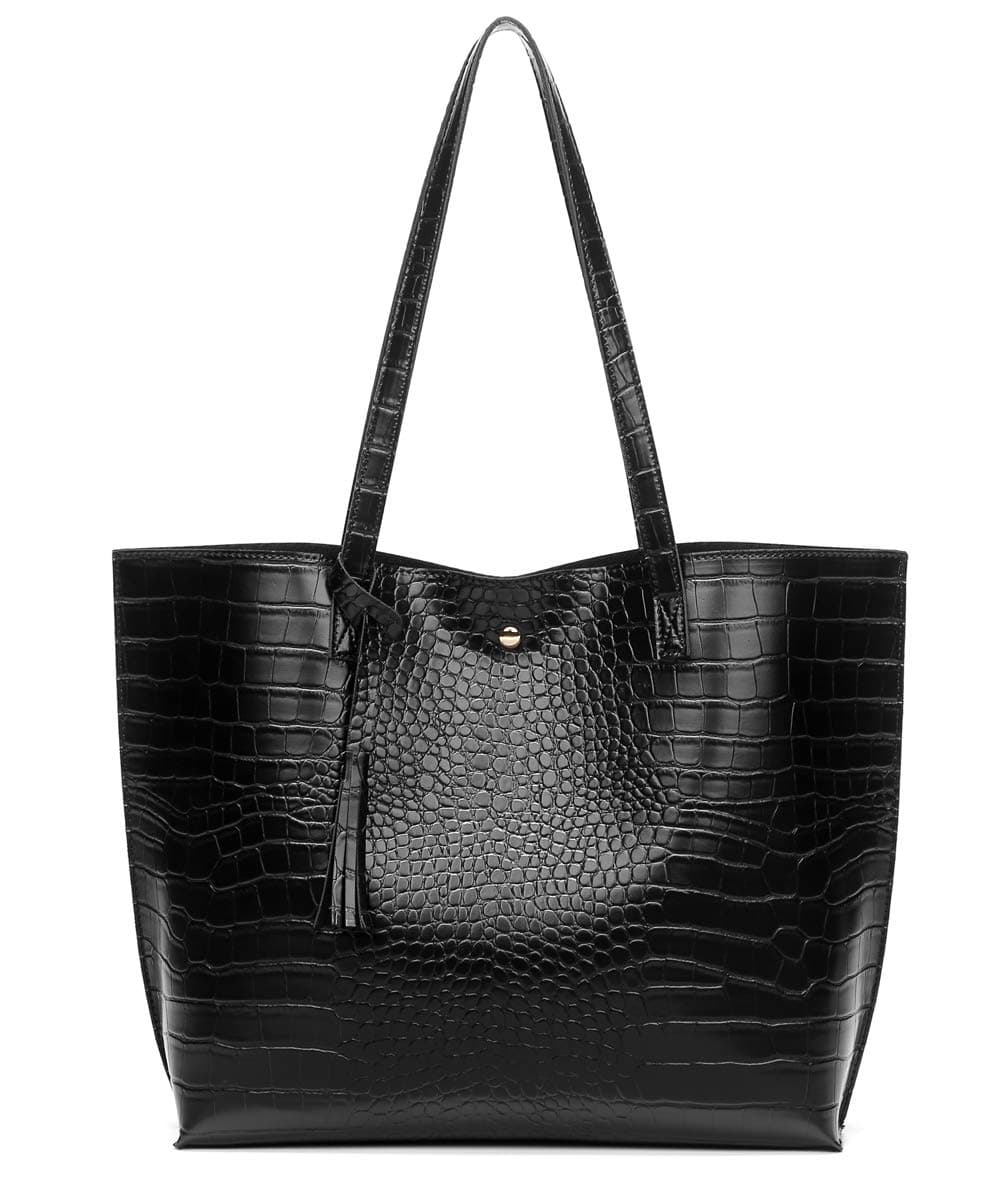 Women's Soft Faux Leather Tote Shoulder Bag from, Big Capacity Tassel Handbag