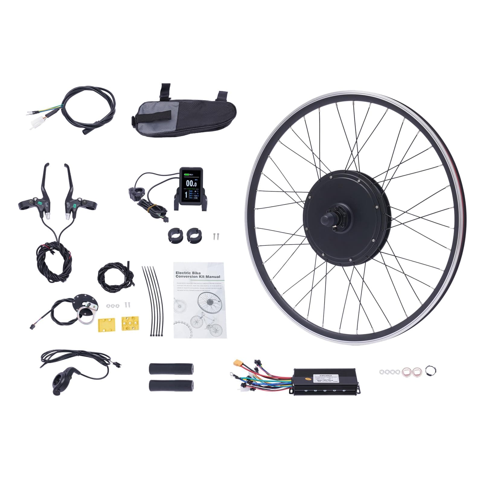 Electric Bike Conversion Kit,48V 1000W Brushless Gearless Motor,Front/Rear Wheel Electric Bicycle Hub Kit w/LCD Display,Waterproof E-bike Conversion Kit for 28"/ 29" and 700C Wheel of Bicycle (Front)
