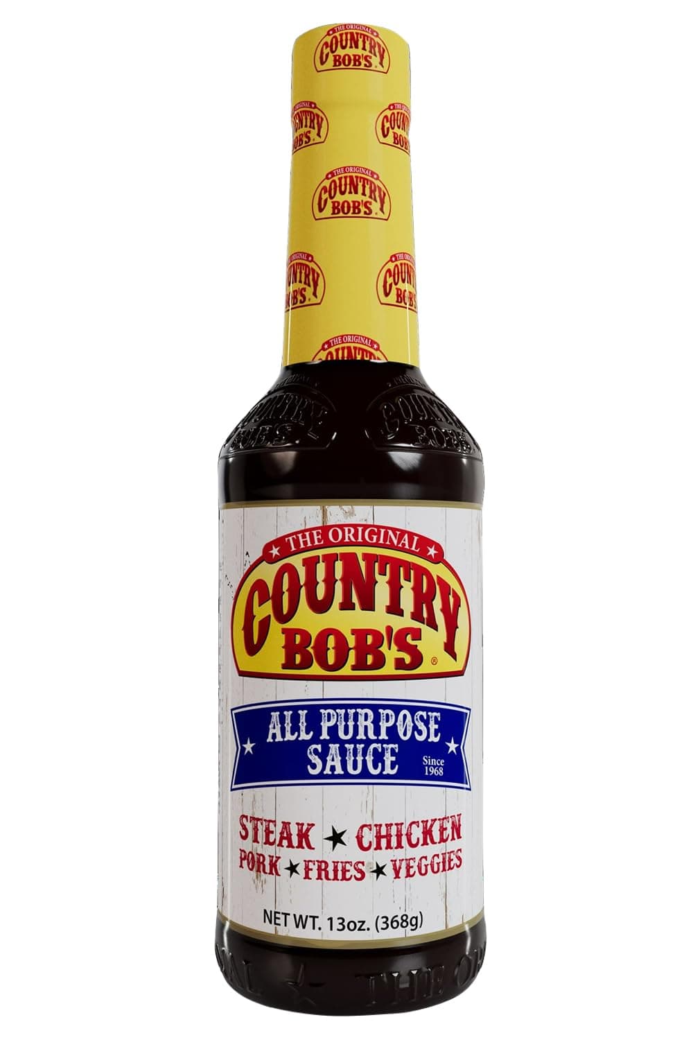 Country Bob's The Original All Purpose Sauce - Tangy Sweet Savory Flavor, Grilling, Marinating, Enhances Meat, Veggies, Fish, 13oz (Pack of 1)