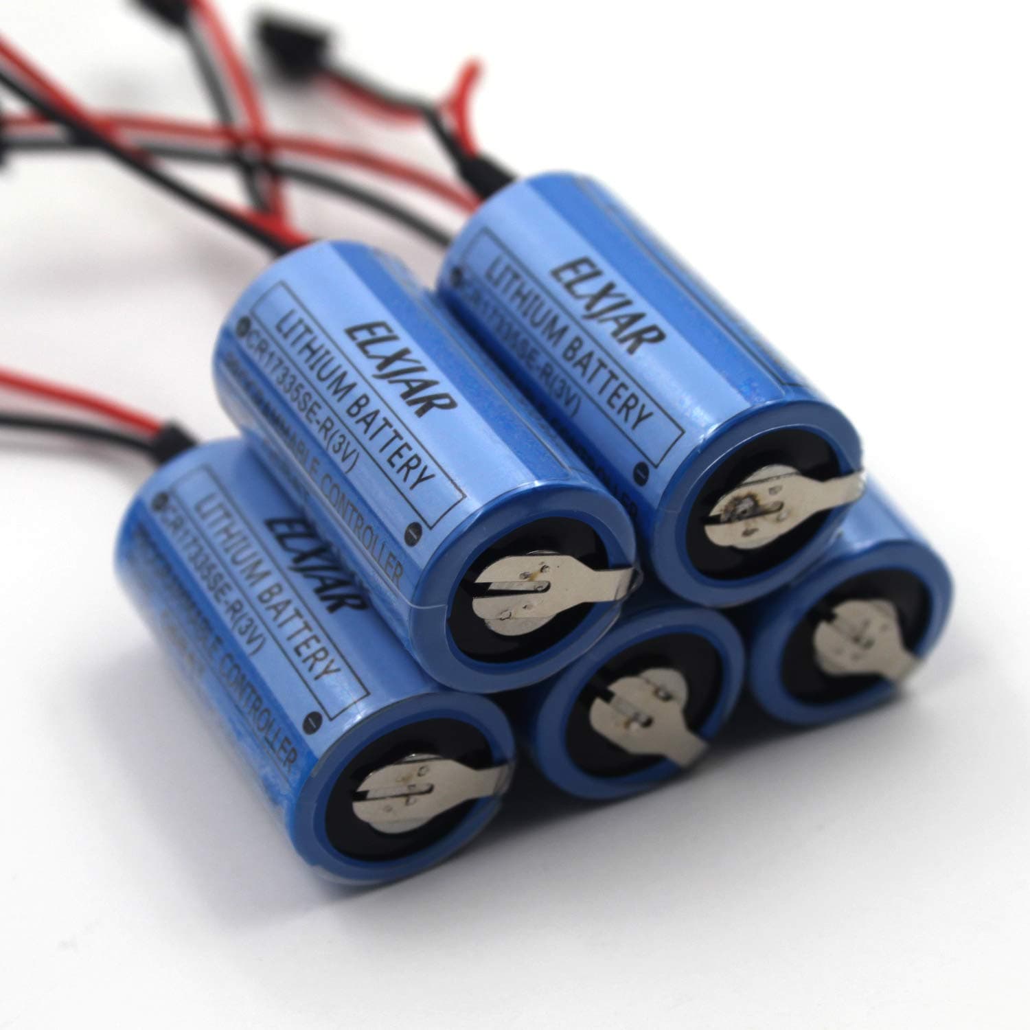 elxjar (5-Pack) 3V 1500mAh Lithium Battery Replacement for Mitsubishi Q6BAT CR17335SE-R BKO-C10811H03 130376 Q02CPU Q06HCPU Q25HCPU Q12HCPU Q172HCPU PLC Backup Power