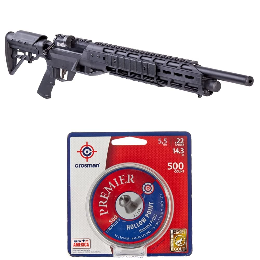 Benjamin Armada BTAP22 PCP-Powered .22-Caliber Pellet Hunting and Target Air Rifle & Crosman LHP22 .22-Caliber Premier Hollow Point Pellets (500-Count)