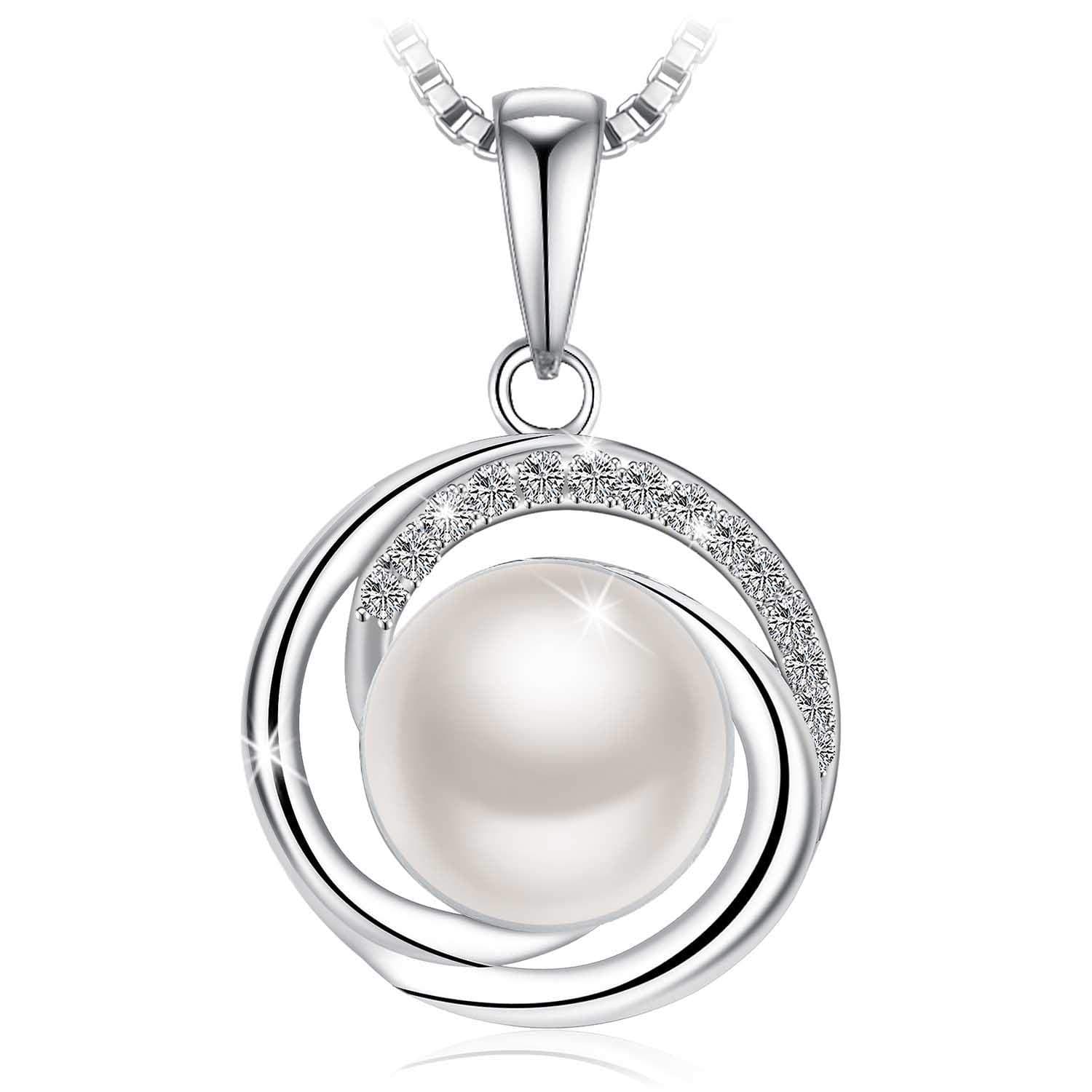 Fashion 925 Sterling Silver Pearl Pendant Necklace For Female Women Ladies Girls Gift Jewelry Jr692