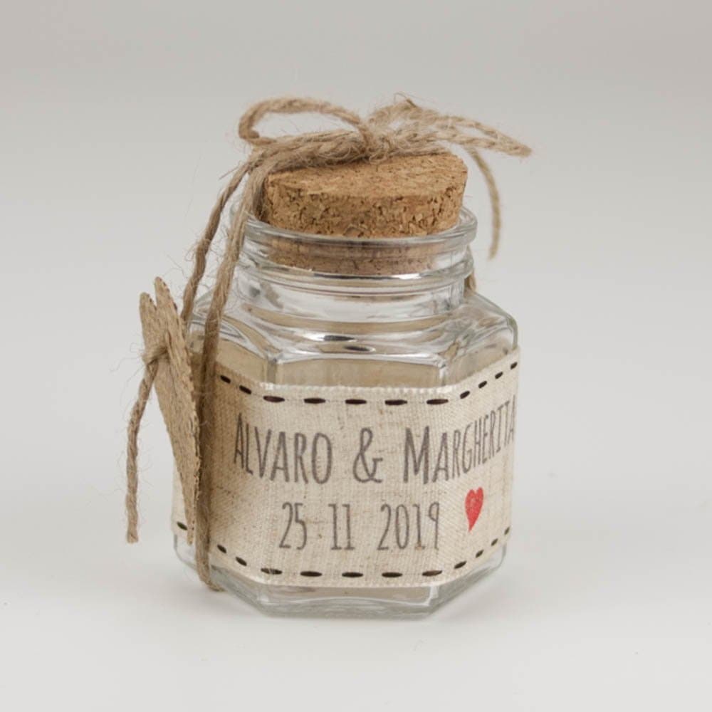 Batch of Pack of 20 Party Favours For Confirmation and Communion Hexagonal Glass Jar Personalised with Confetti, Packaged As Photo