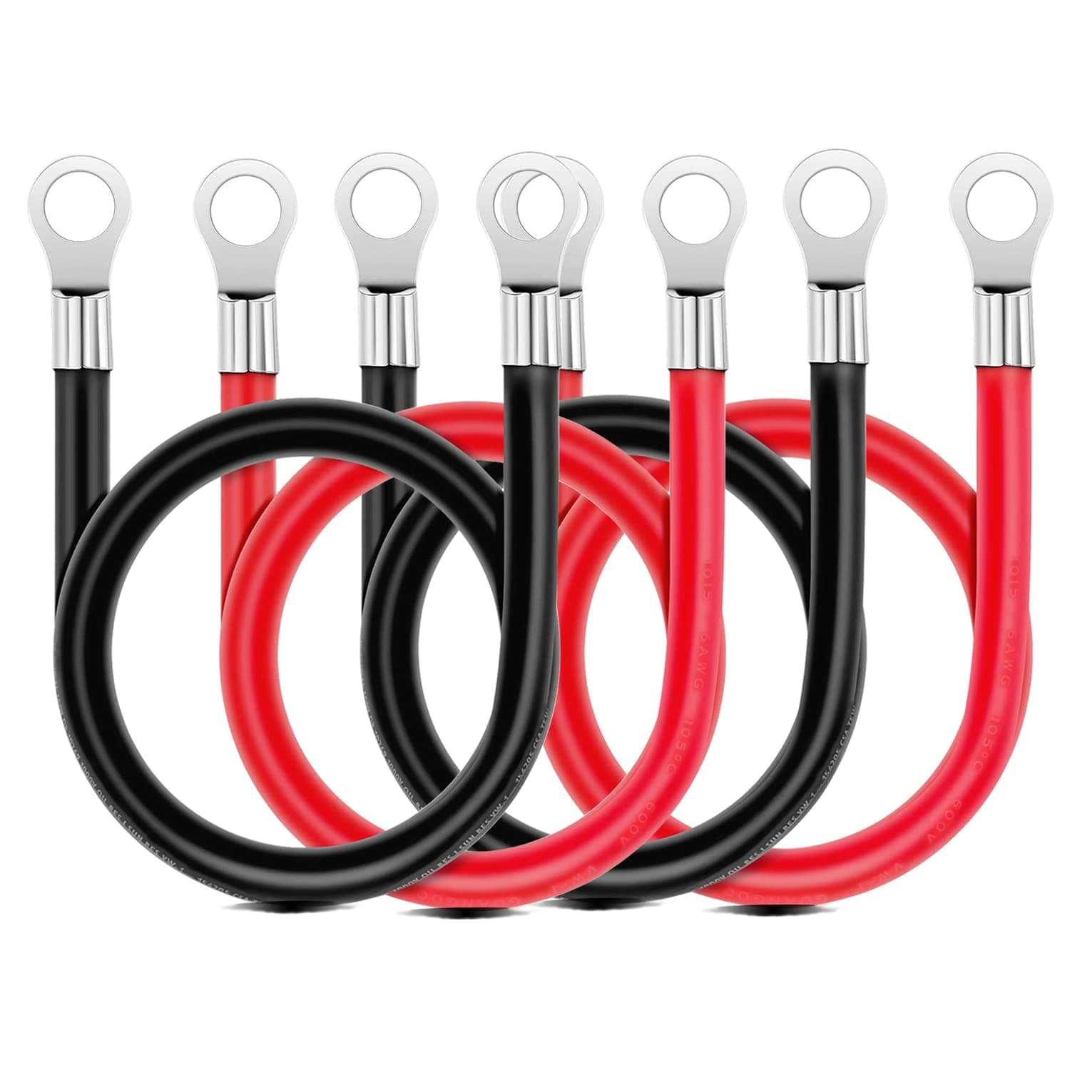 LDOPTO Battery Cable, 6 Gauge Wire 20 Inches Battery Cables with terminals Automotive Replacement Connectors, Red + Black Jumper Cables for Car Motorcycle Marine RV Motorcycle Jumper Cable 2 Assembly