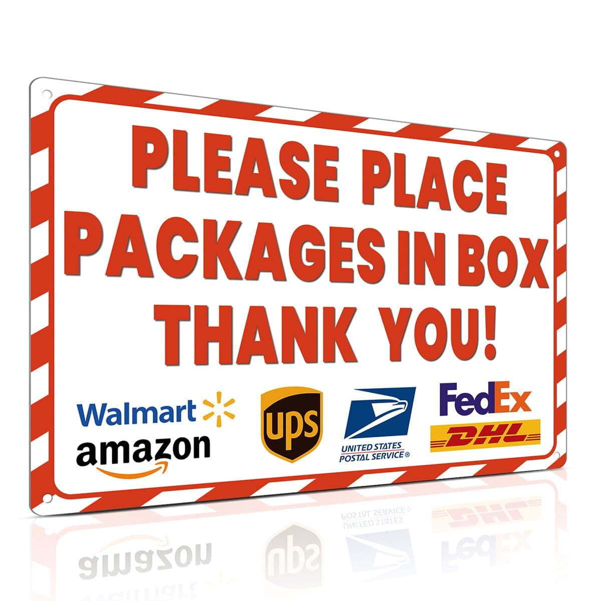 ALKB 8x12 Inch Rust-Free Aluminum Package Delivery Sign for Outdoor Use - Please Place Packages in Box Thank You for Porch/Front Door
