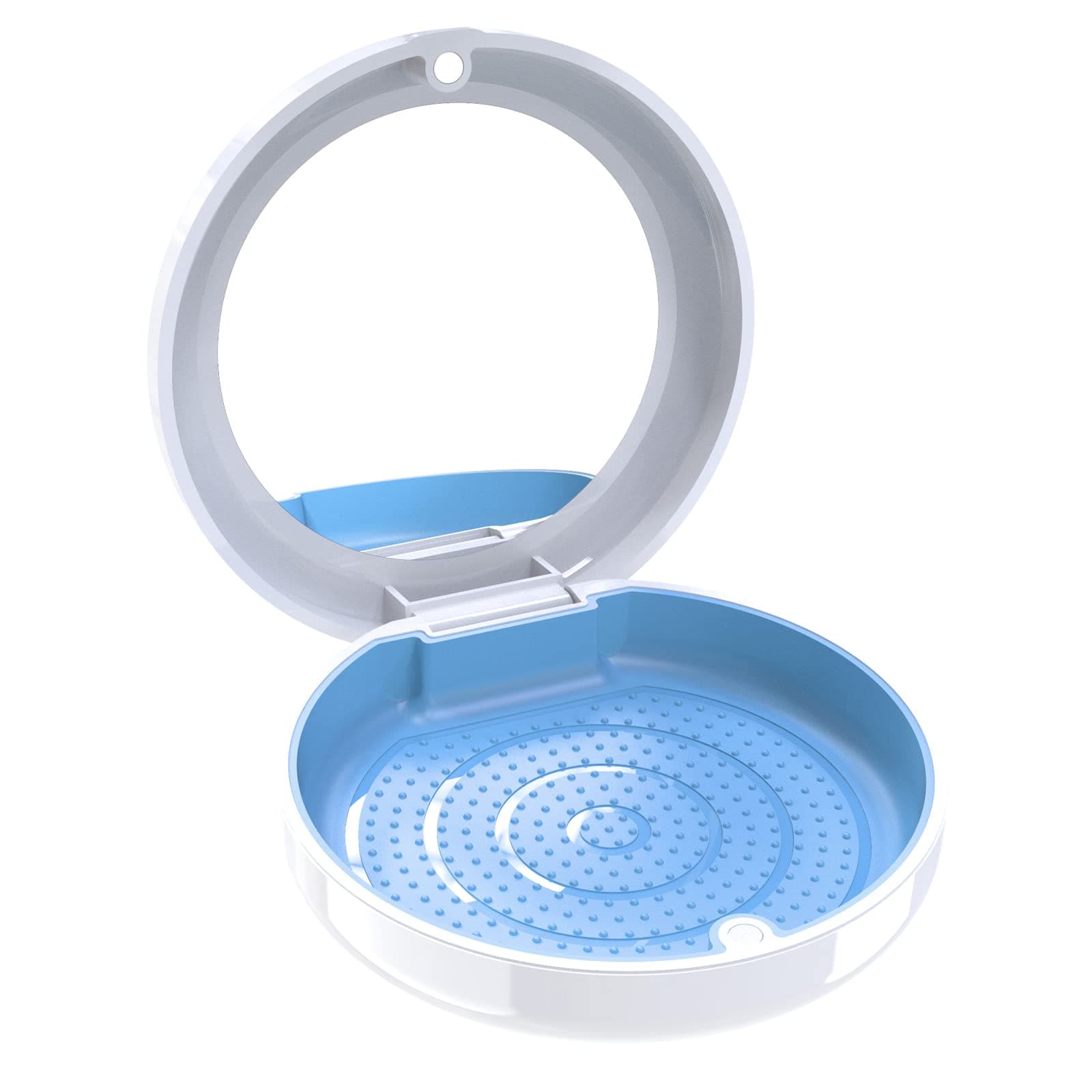 retainer case, BVN mouthguard case, retainer case with mirror, retainer holder, cute retainer case, denture case, retainer container, retainer box for oral care product storage, White Shell + Light