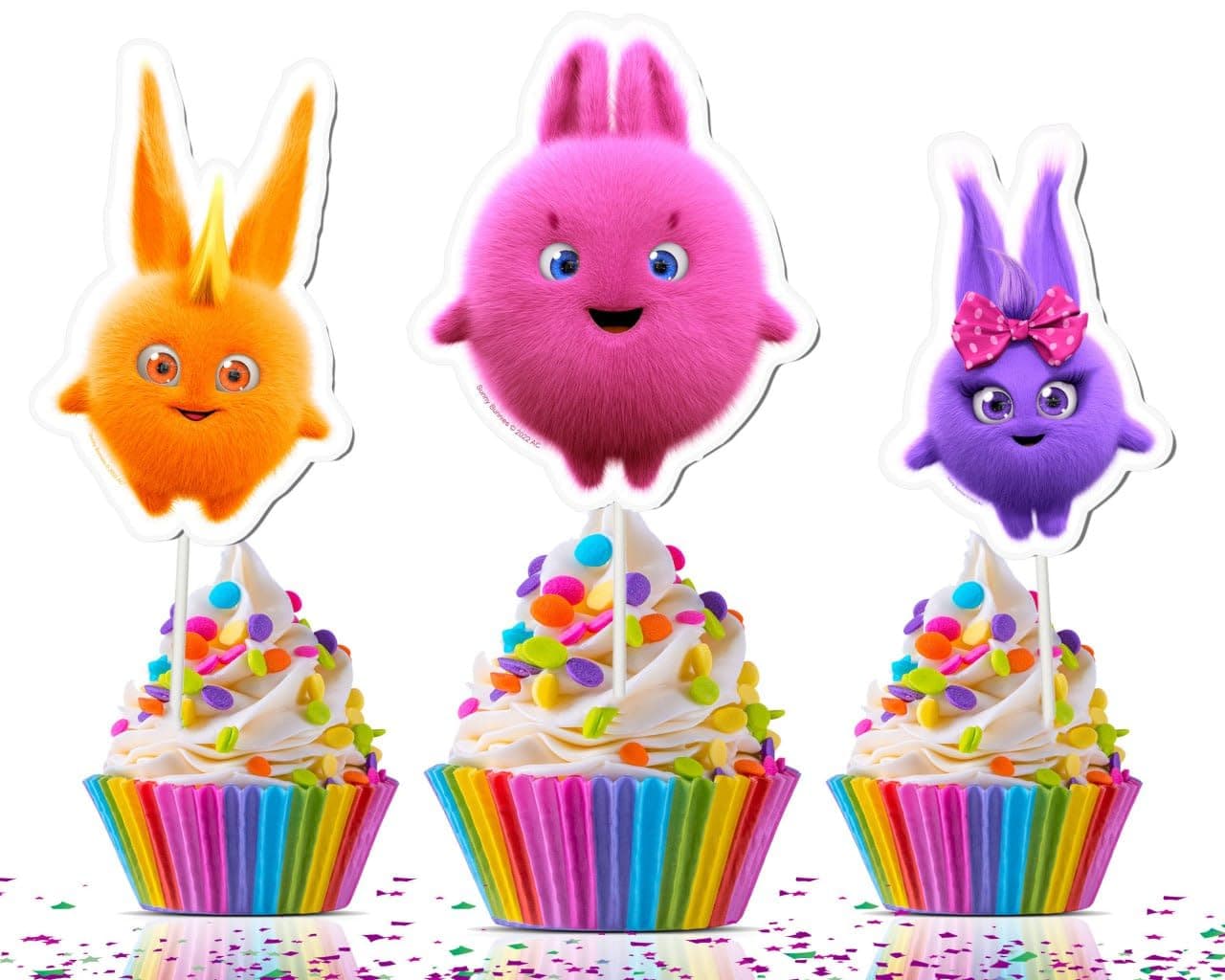 Sunny Bunnies Cupcake Toppers – 10 PCS Kids Birthday Party Decorations – Cute Cartoon Cake Picks for Cupcakes, Desserts & Snacks – Fun Party Supplies for Boys & Girls