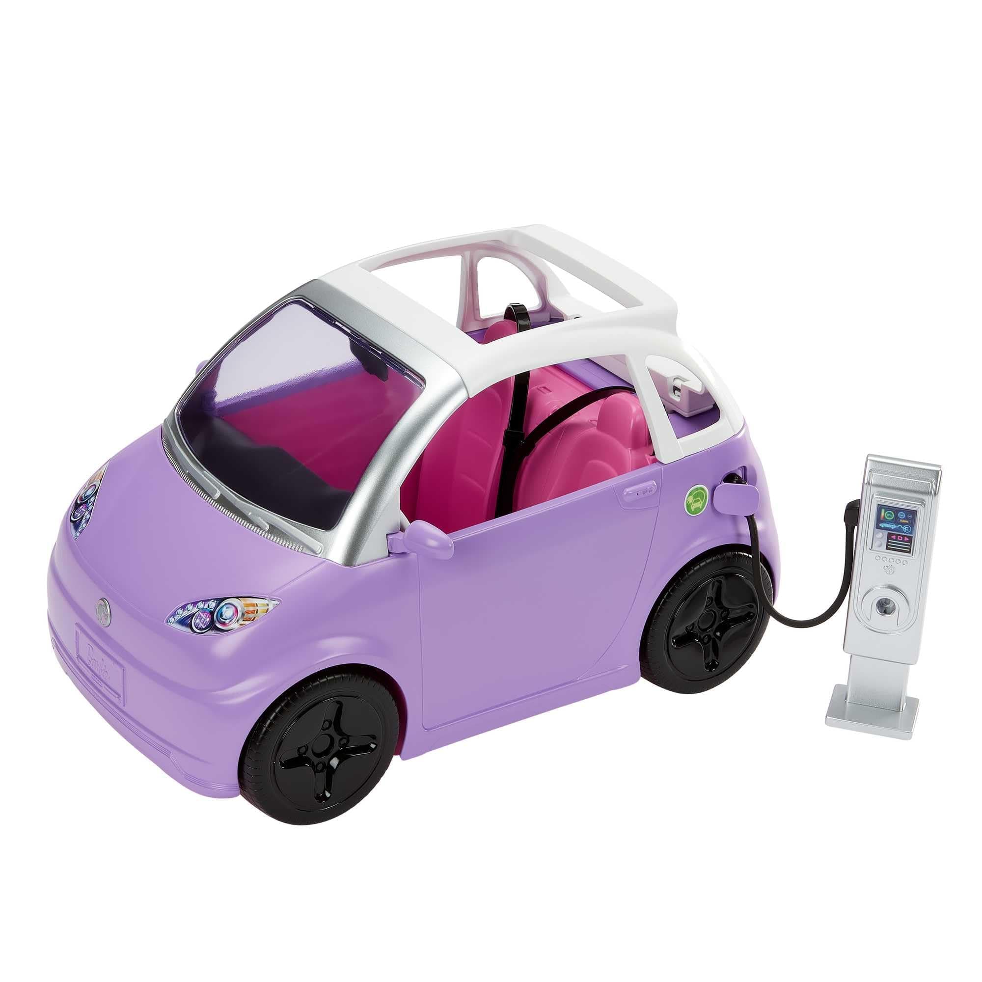 Car, Kids Toys, “Electric Vehicle” with Charging Station and Plug, Transforms into Convertible, Purple Car with Sunroof, Gifts for Kids, HJV36