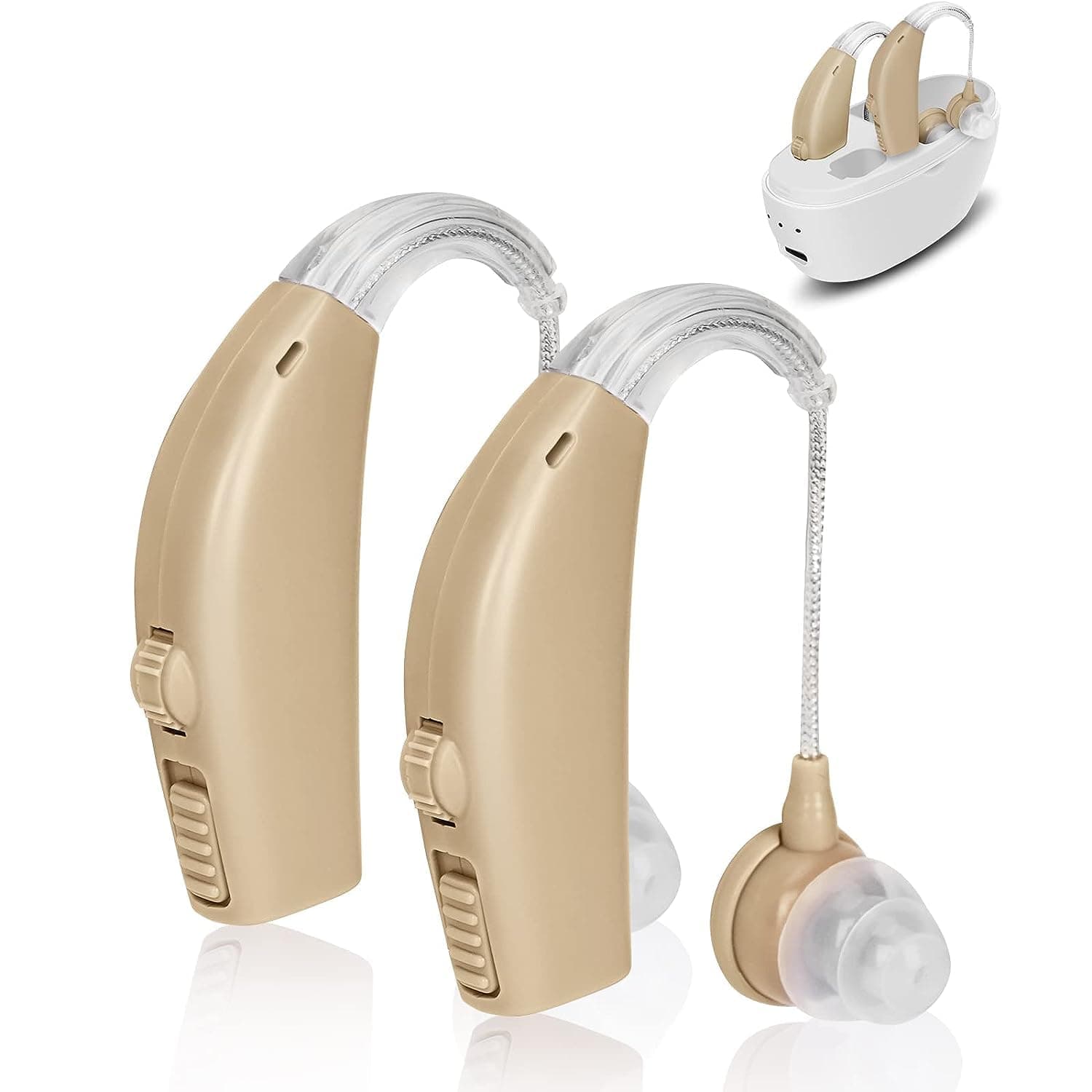 TIMBAYHearing Aids for Seniors, Rechargeable BTE Hearing Amplifie with Noise Cancelling, Ear Hearing Assist Devices PSAP with Volume Control, Set of 2