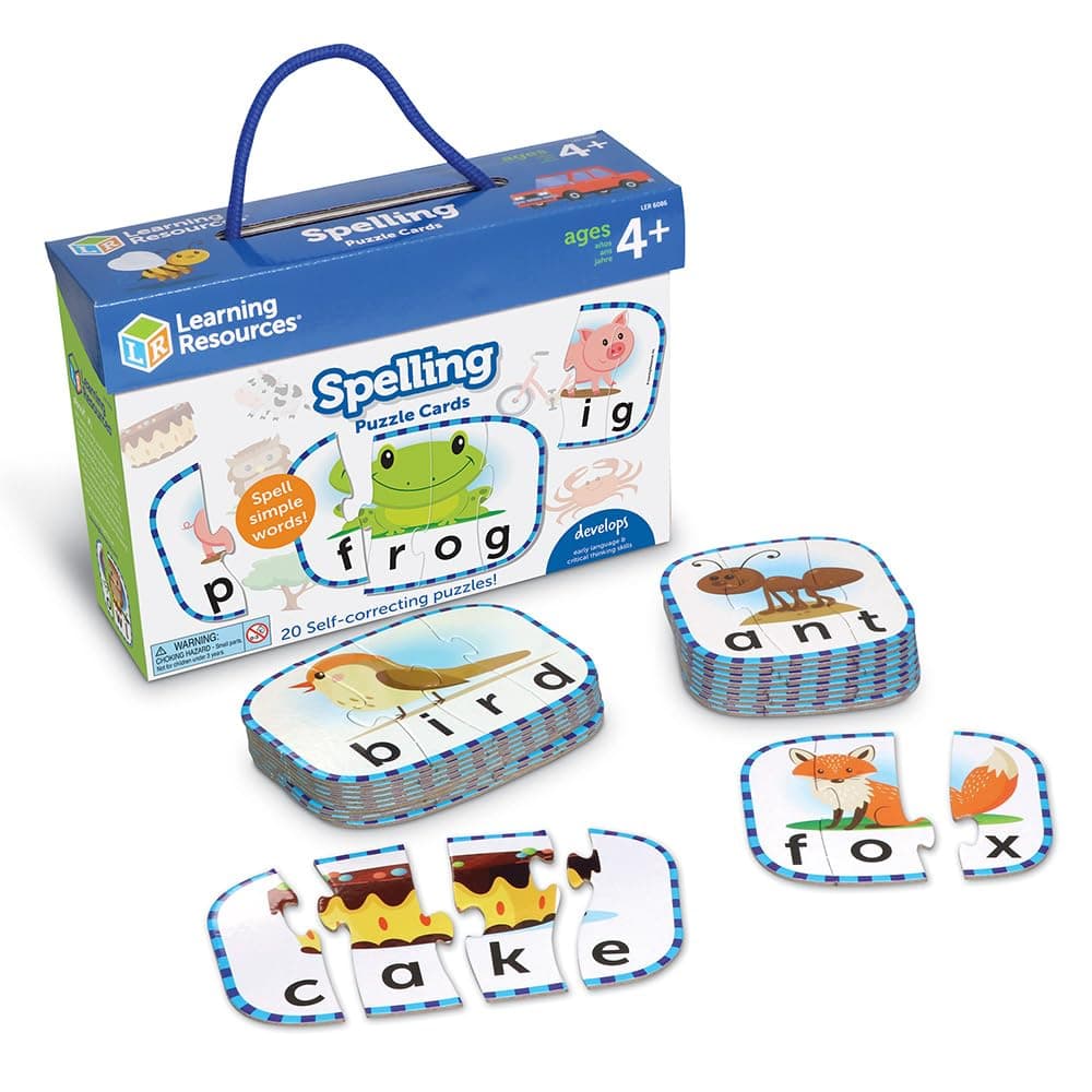 – Learning Resources Spelling Puzzle Cards, Kindergarten Readniness, Self Correcting Puzzles, Ages 4+ (Multi)