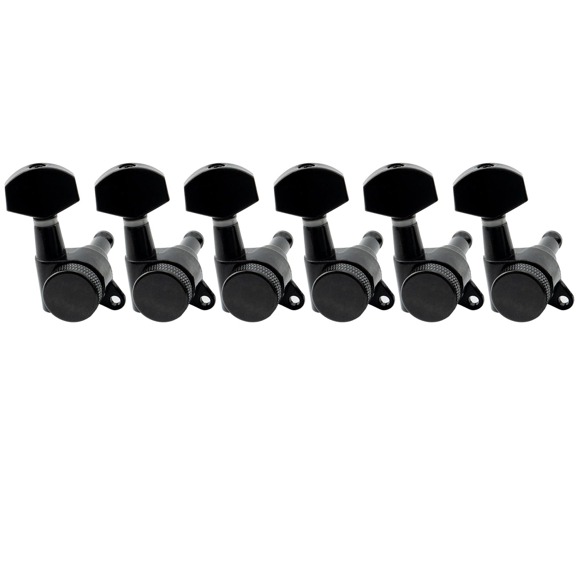 Pro 6 in Line Guitar Locking Tuners Tuning Machines Set for Stratocaster Telecaster Style,Black