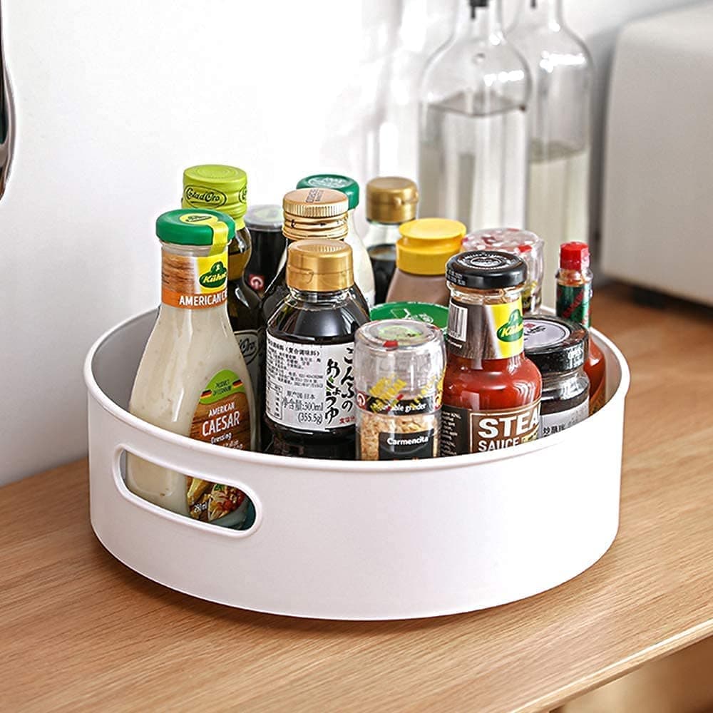 Stewit Multi-Purpose 360° Rotating Organizer Tray/Kitchen Organizer/Multi- Function Rotating Tray/Cosmetics Organizer (Off-White)