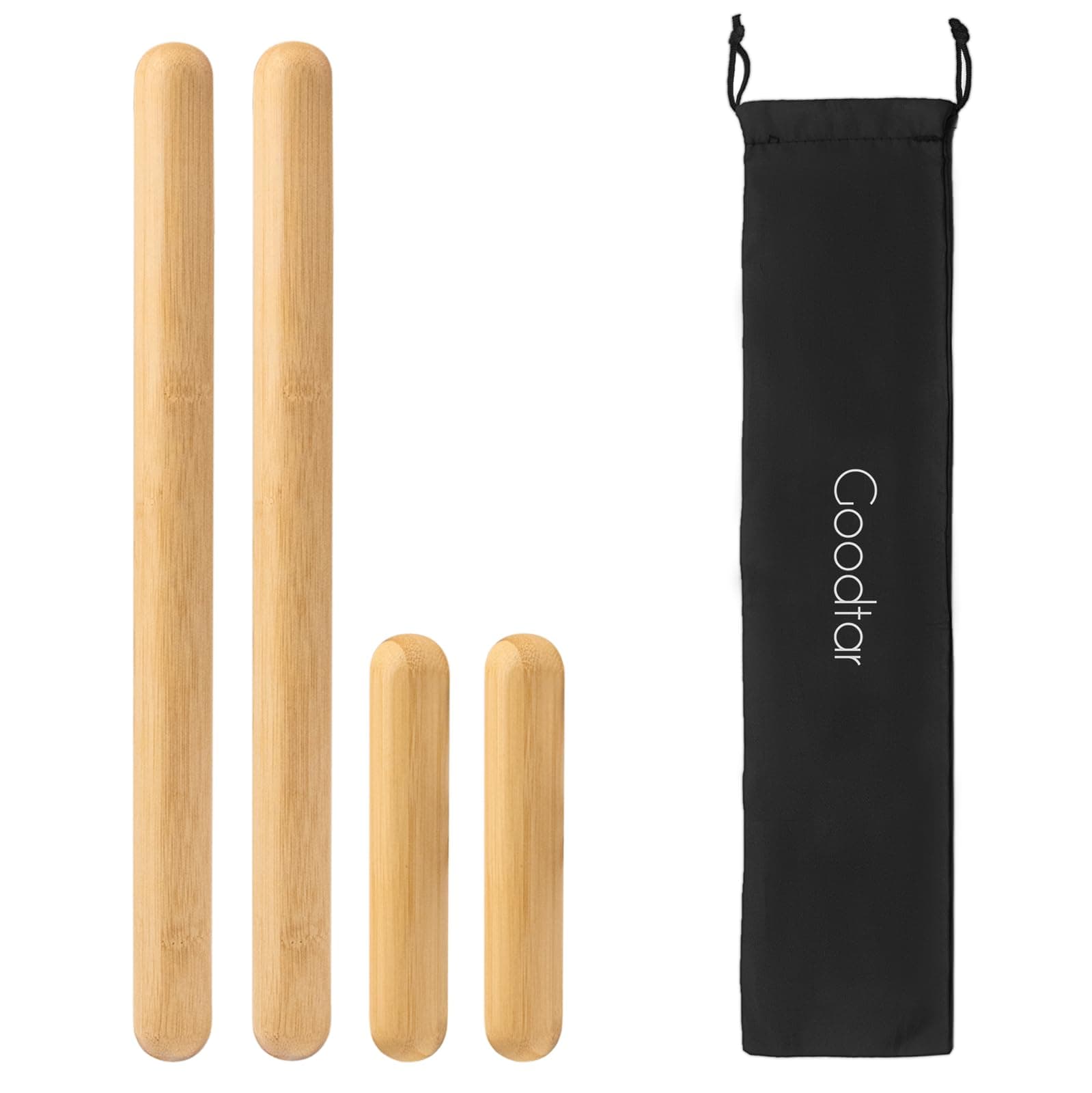 4PCS Solid Bamboo Massage Sticks & Guasha Set with Roller/Stick - 100% Bamboo Therapy Tools for Neck/Arm/Back/Legs/Full Body, Deep Tissue Massage, Muscle Relaxation, Body Shaping, Fatigue Relief