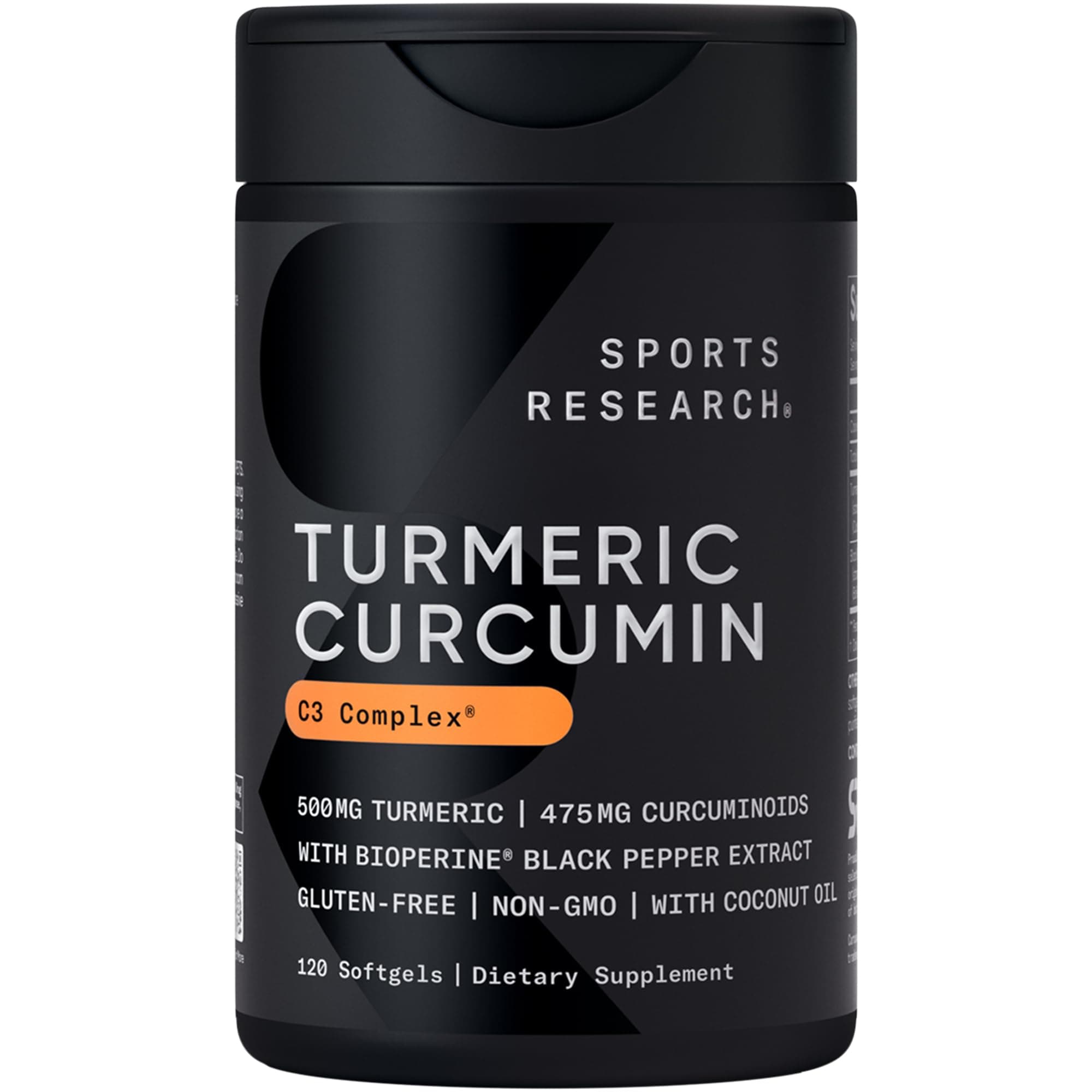 Turmeric Curcumin C3 Complex 500mg, Enhanced with Black Pepper & Organic Coconut Oil for Better Absorption; Non-GMO & Gluten Free - 120 Count